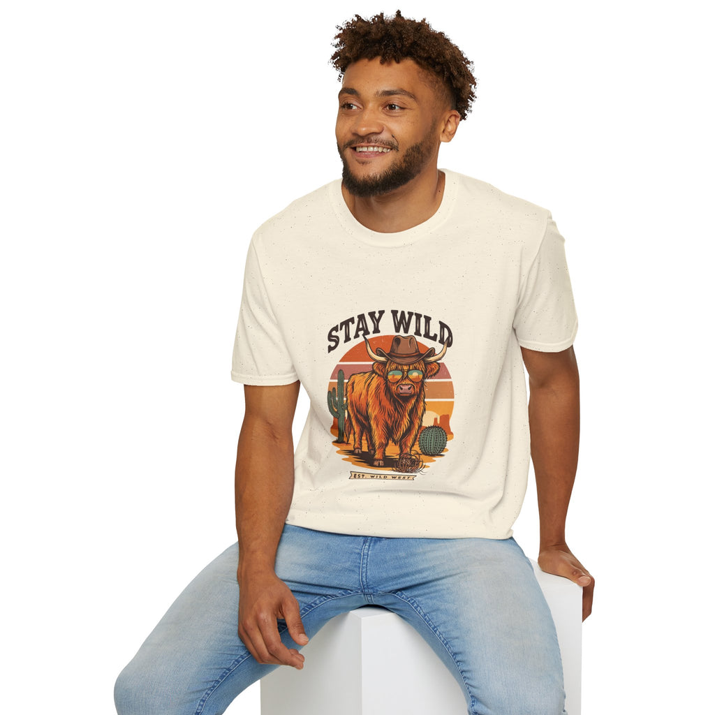 Stay Wild Longhorn T-Shirt — Retro Western Cow Skull Graphic Tee