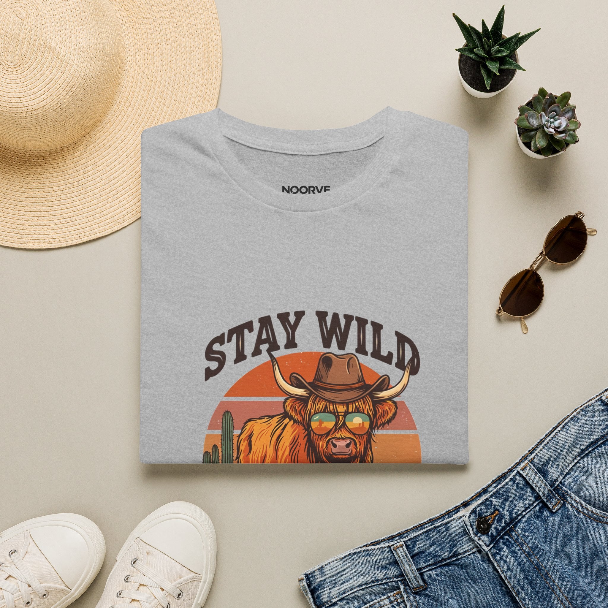 Stay Wild Longhorn T-Shirt — Retro Western Cow Skull Graphic Tee | Noorve | T-Shirt