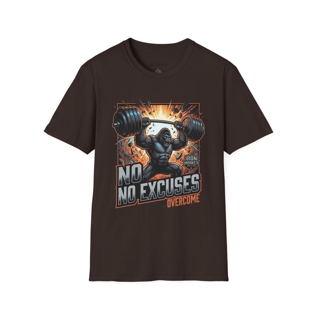 Motivational Weightlifting T-Shirt — 'No Excuses' Gorilla Gym Tee