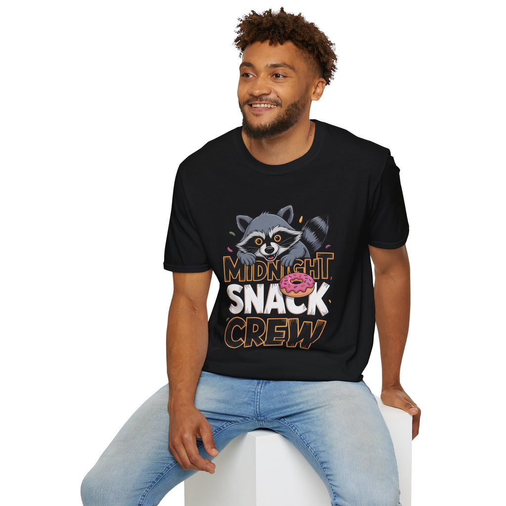 Midnight Snack Crew T-Shirt — Cute Raccoon Donut Tee