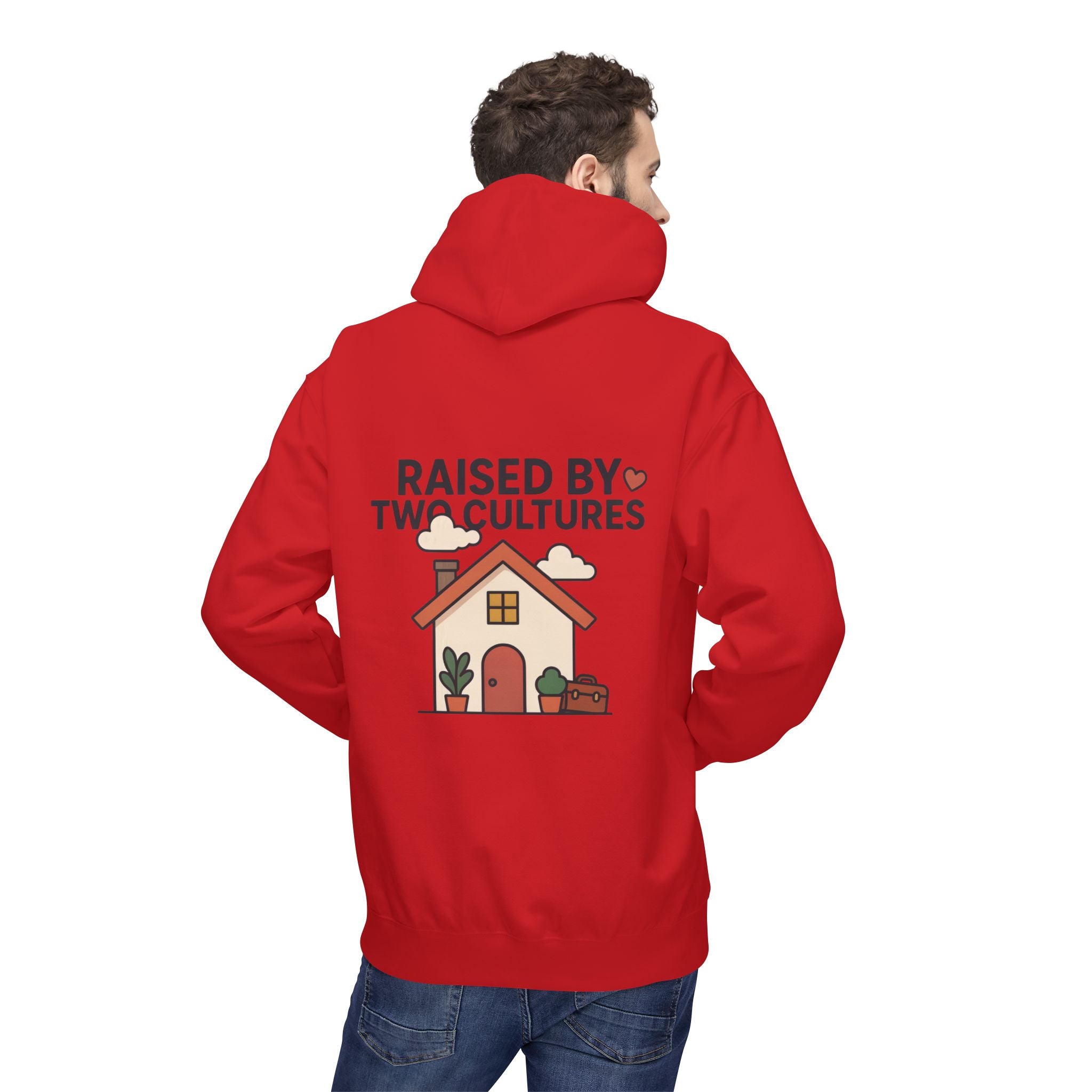 Raised by Two Cultures Hoodie — Multicultural Home Graphic Pullover