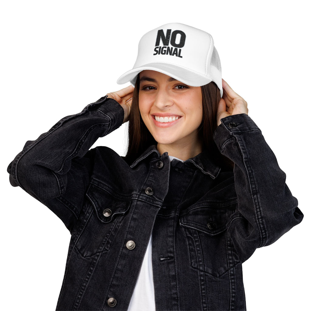 Trucker Hat — "NO SIGNAL" Distressed Foam Mesh Cap