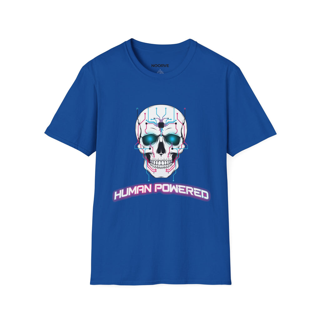 Cyber Skull T‑Shirt — 'Human Powered' Retro Futuristic Graphic Tee