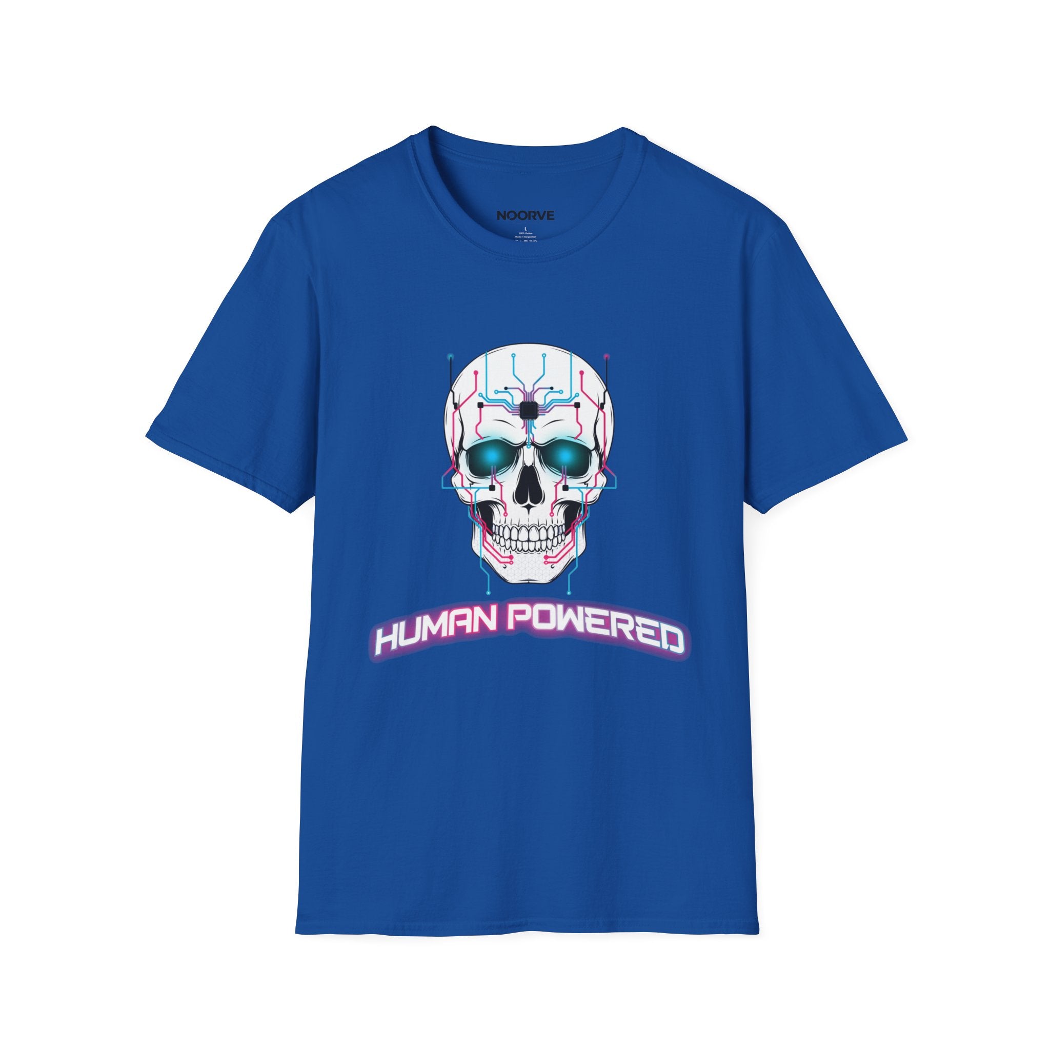 Cyber Skull T‑Shirt — 'Human Powered' Retro Futuristic Graphic Tee