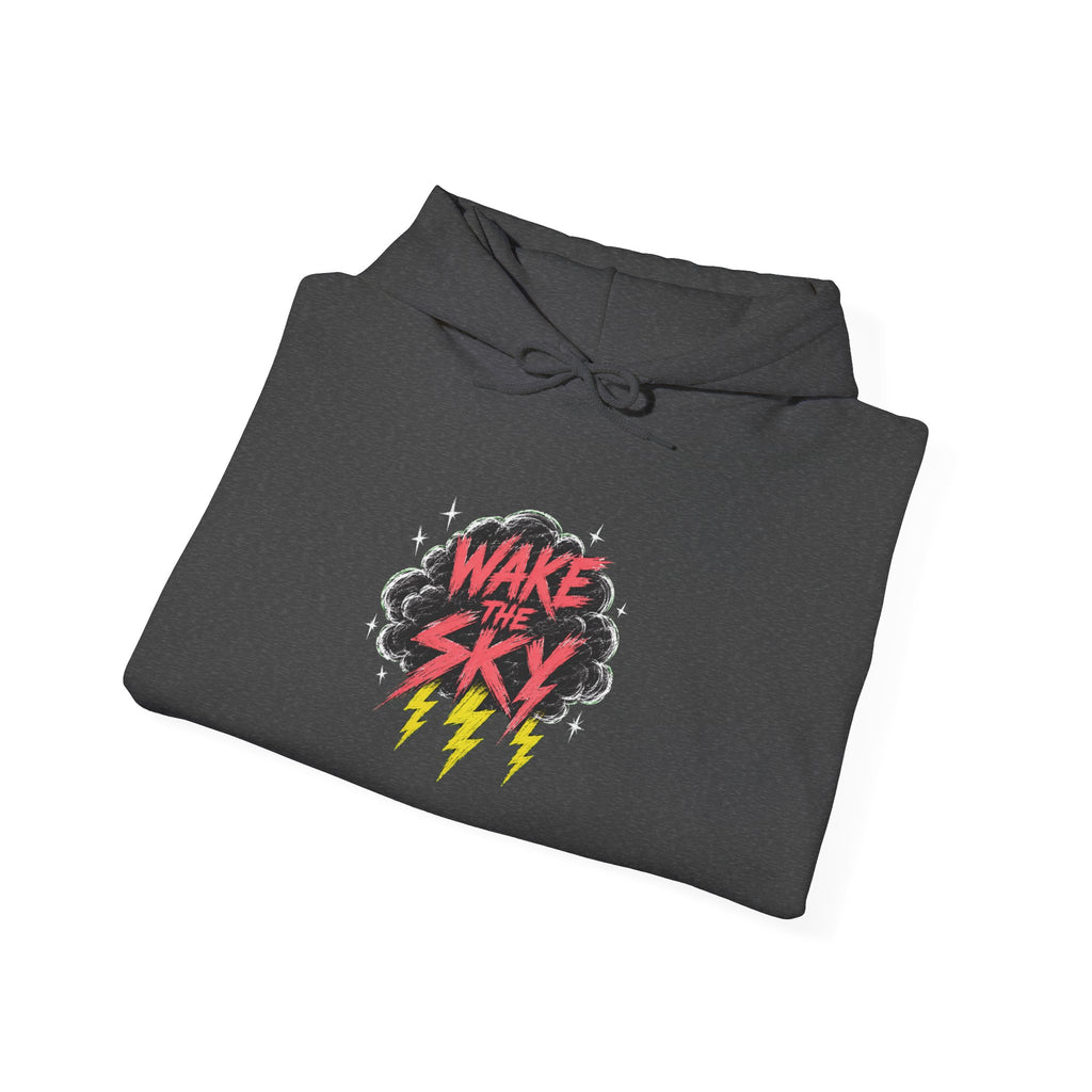 Midnight Snack Crew Hoodie — 'Wake the Sky' Raccoon Graphic Hooded Sweatshirt