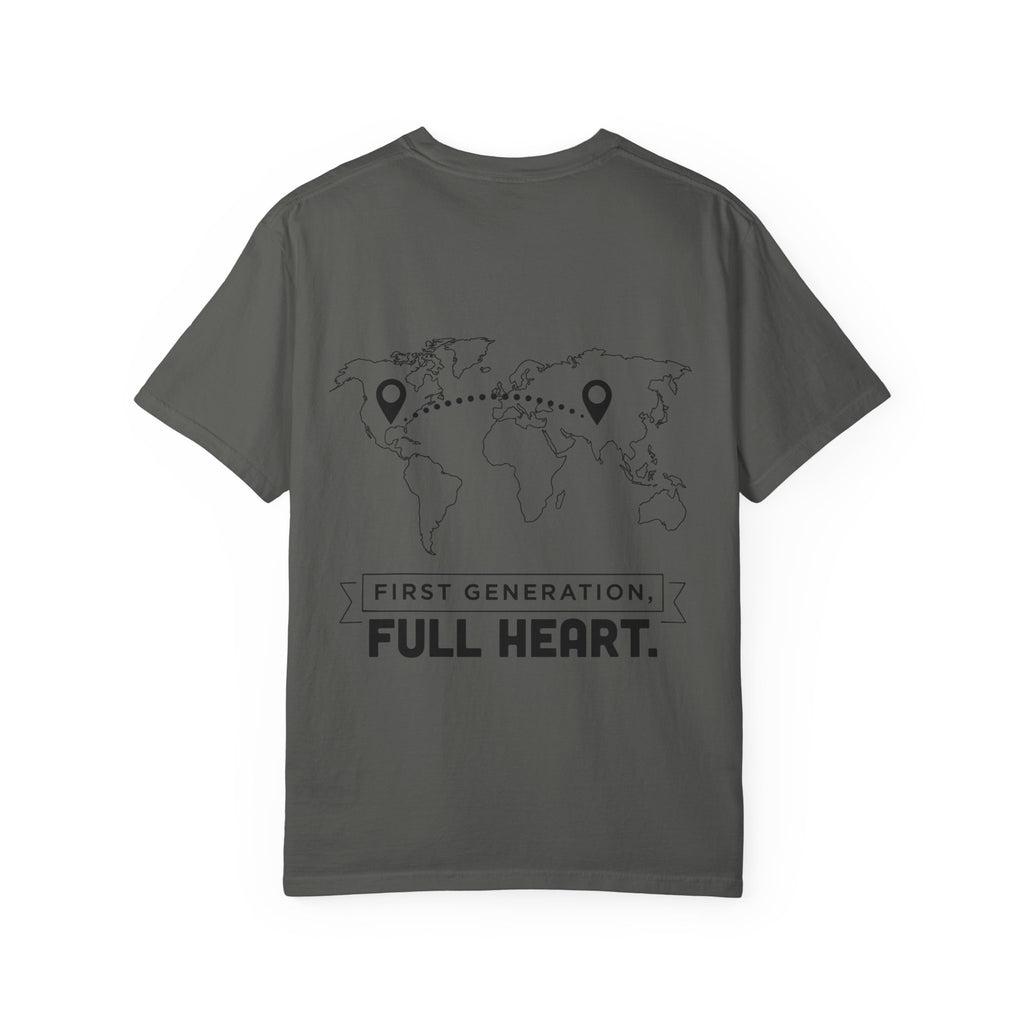 Home Is Two Places T-Shirt — "First Generation, Full Heart" Graphic Tee