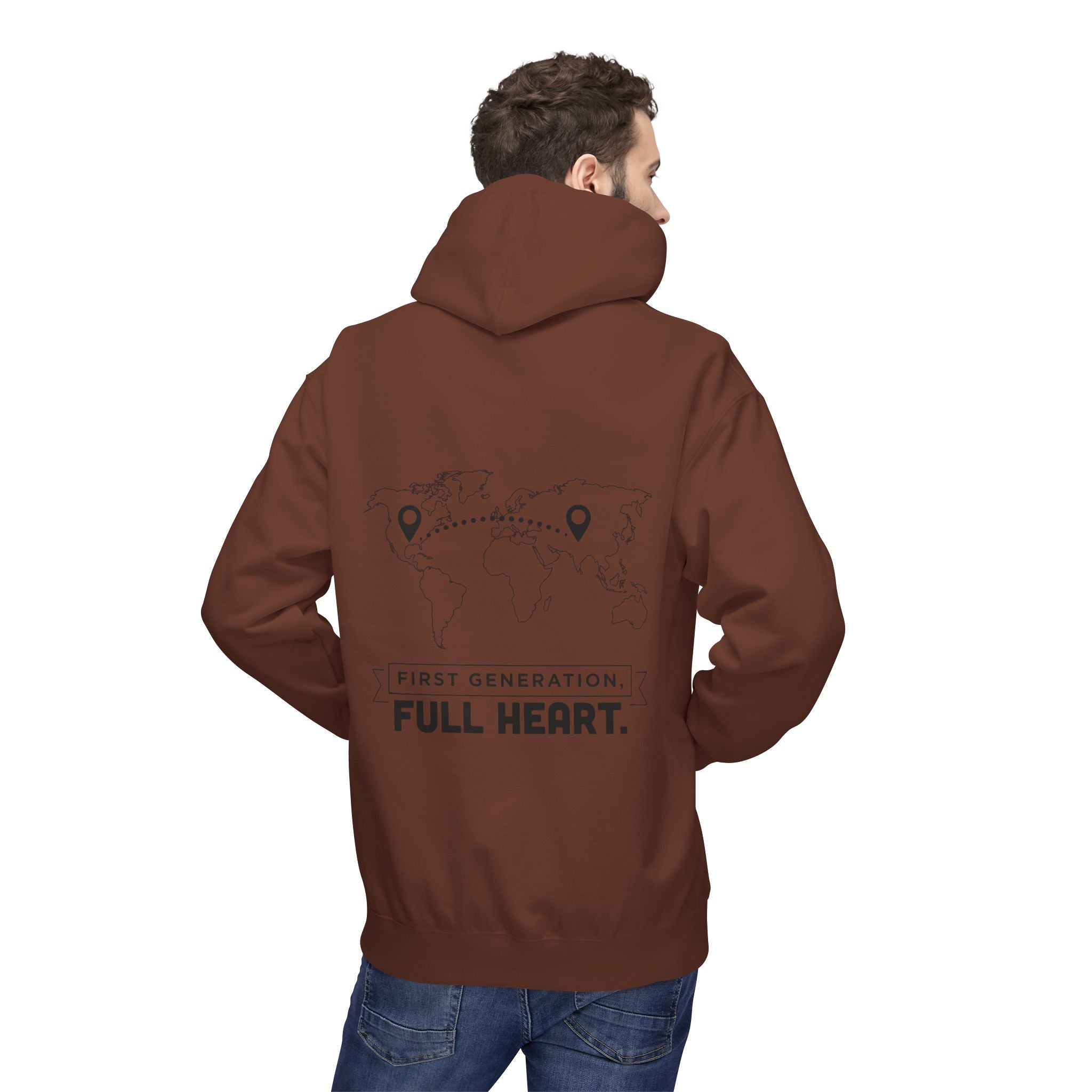 NoCrve 'First Generation, Full Heart' Hoodie — Inspirational Travel Map Pullover
