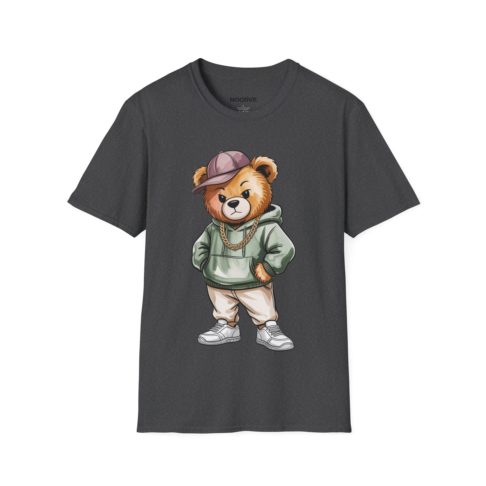 Casual Bear Graphic T-Shirt — Cool Teddy in Hoodie & Cap
