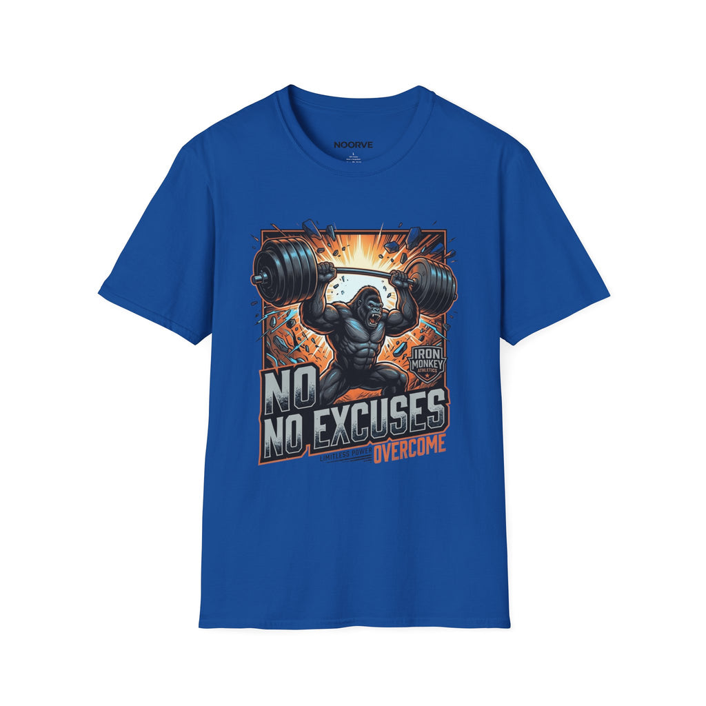 Motivational Weightlifting T-Shirt — 'No Excuses' Gorilla Gym Tee