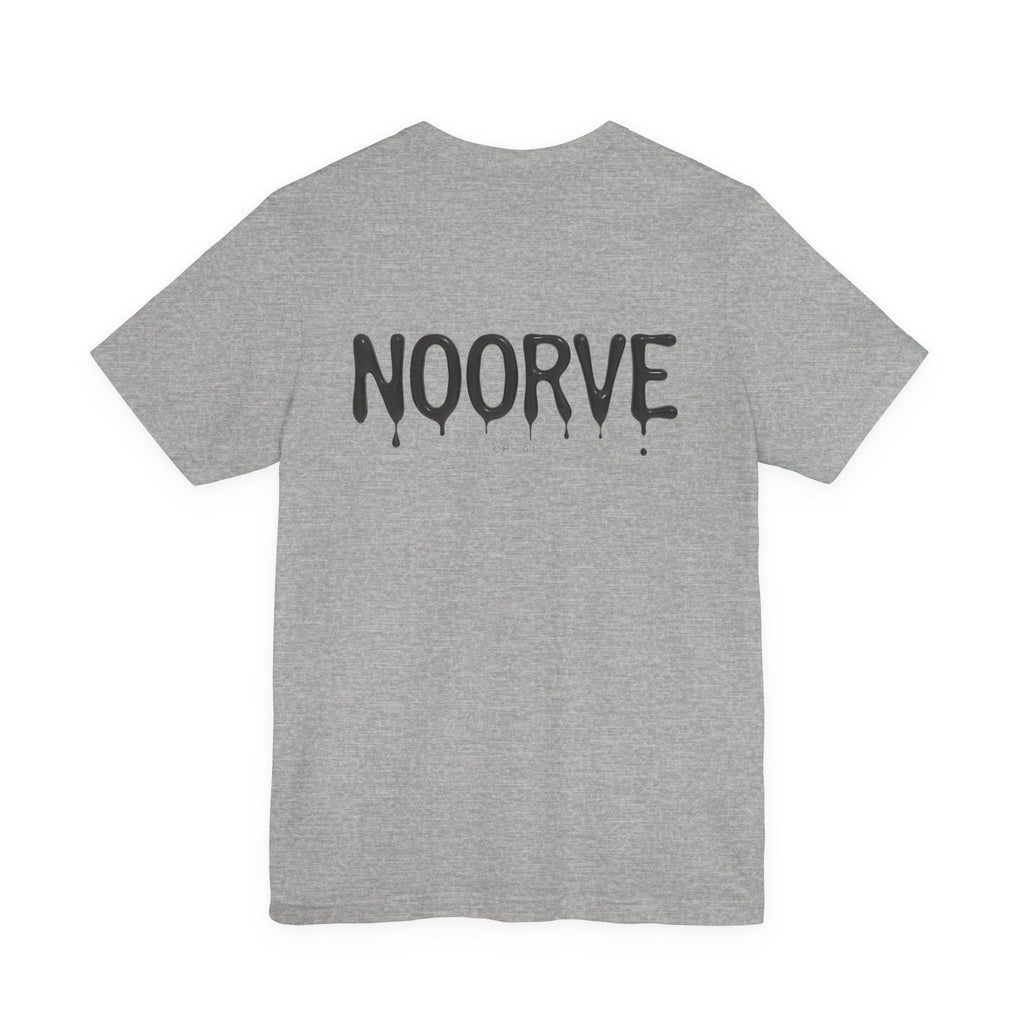 Noorve Drip Logo T-Shirt — Graphic White Tee with Gothic Dripping Text
