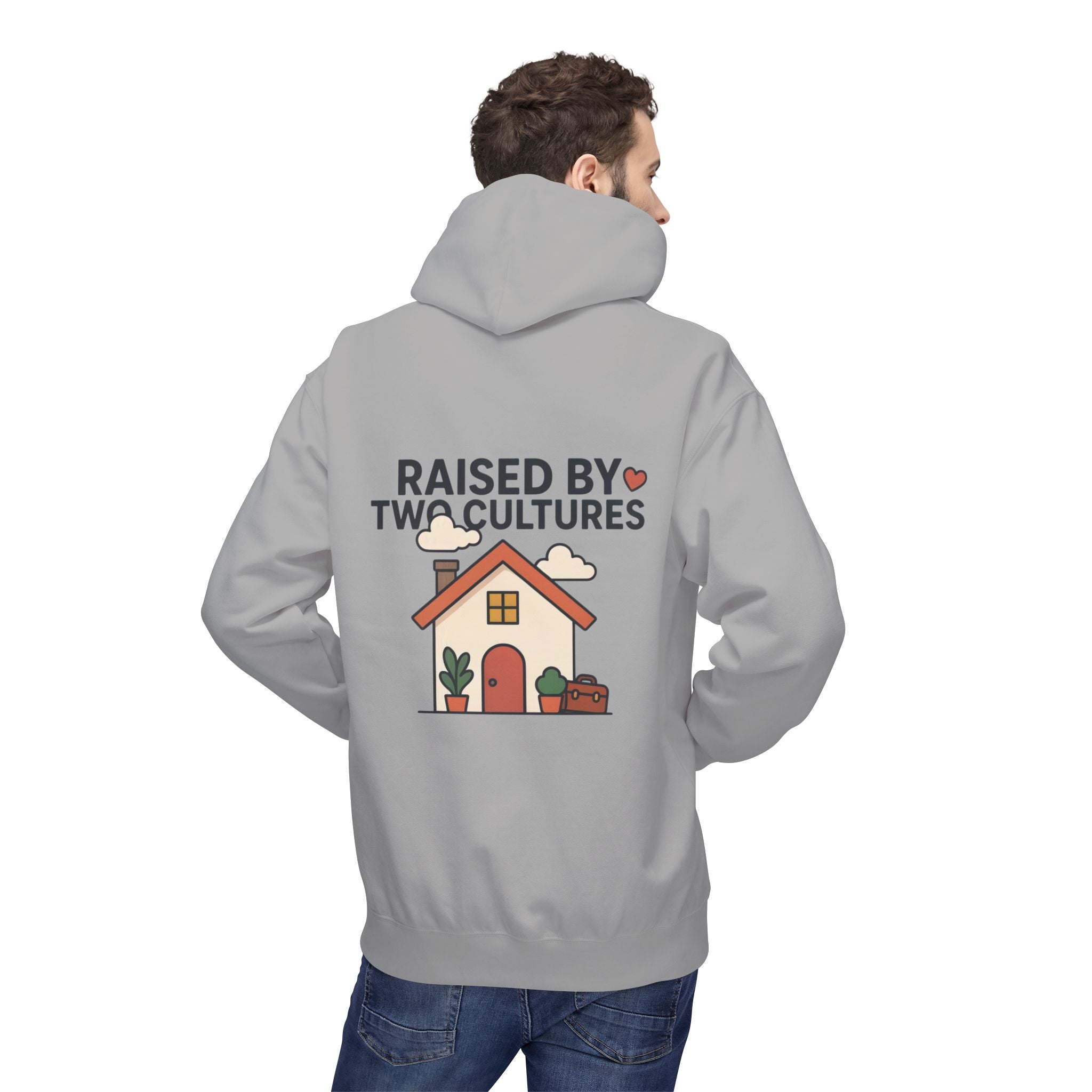 Raised by Two Cultures Hoodie — Multicultural Home Graphic Pullover