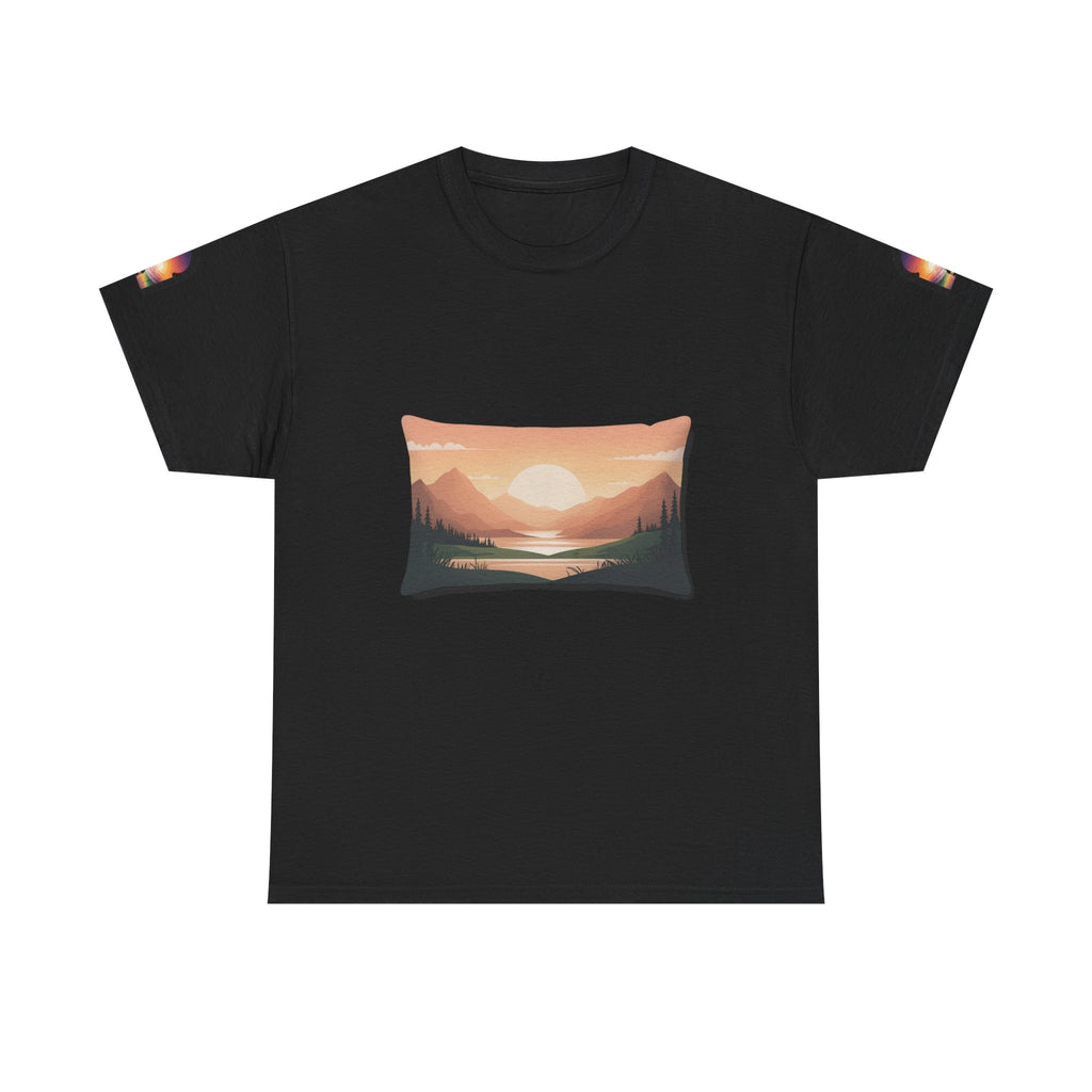 Sunset Mountain Landscape Tee - Retro Nature Graphic T-Shirt | Noorve | T-Shirt
