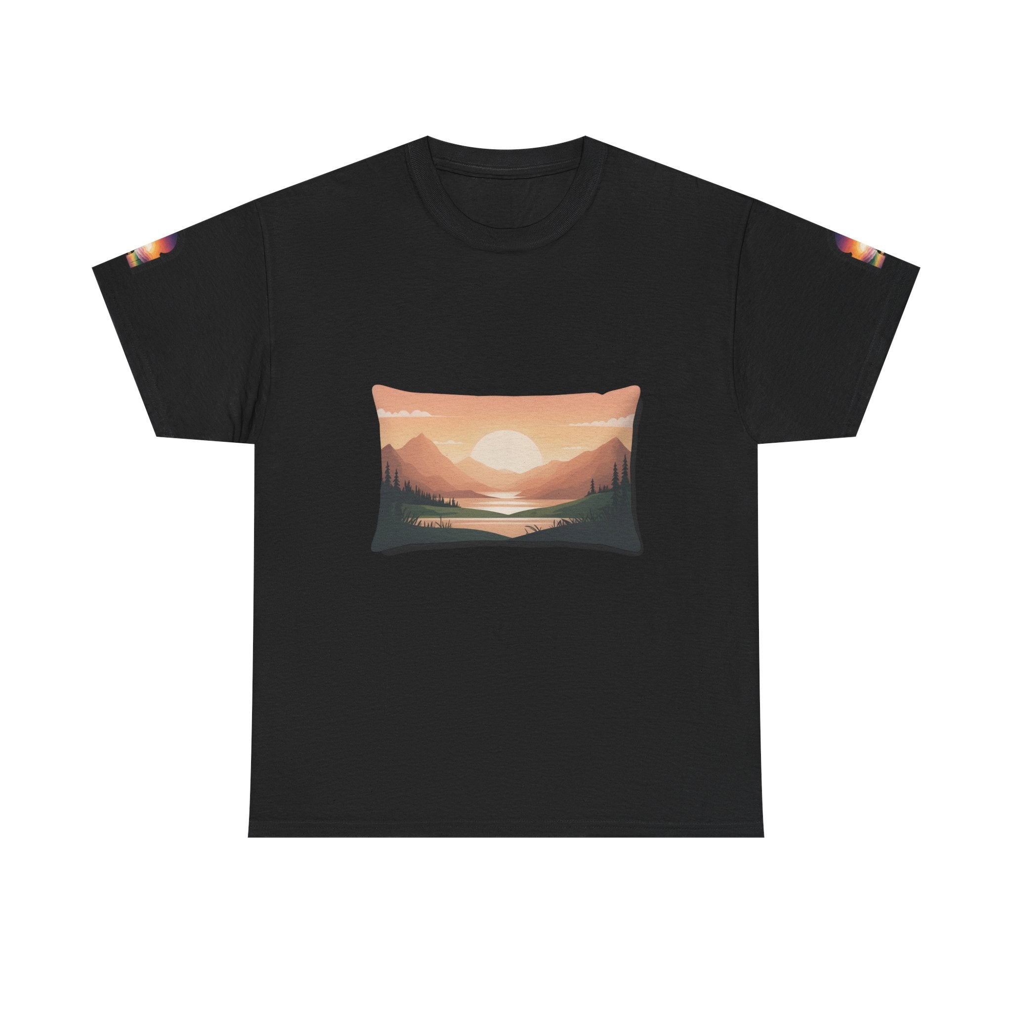 Sunset Mountain Landscape Tee - Retro Nature Graphic T-Shirt | Noorve | T-Shirt