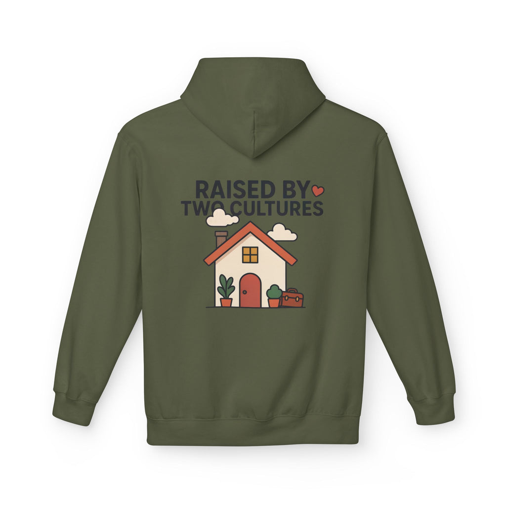 Raised by Two Cultures Hoodie — Multicultural Home Graphic Pullover