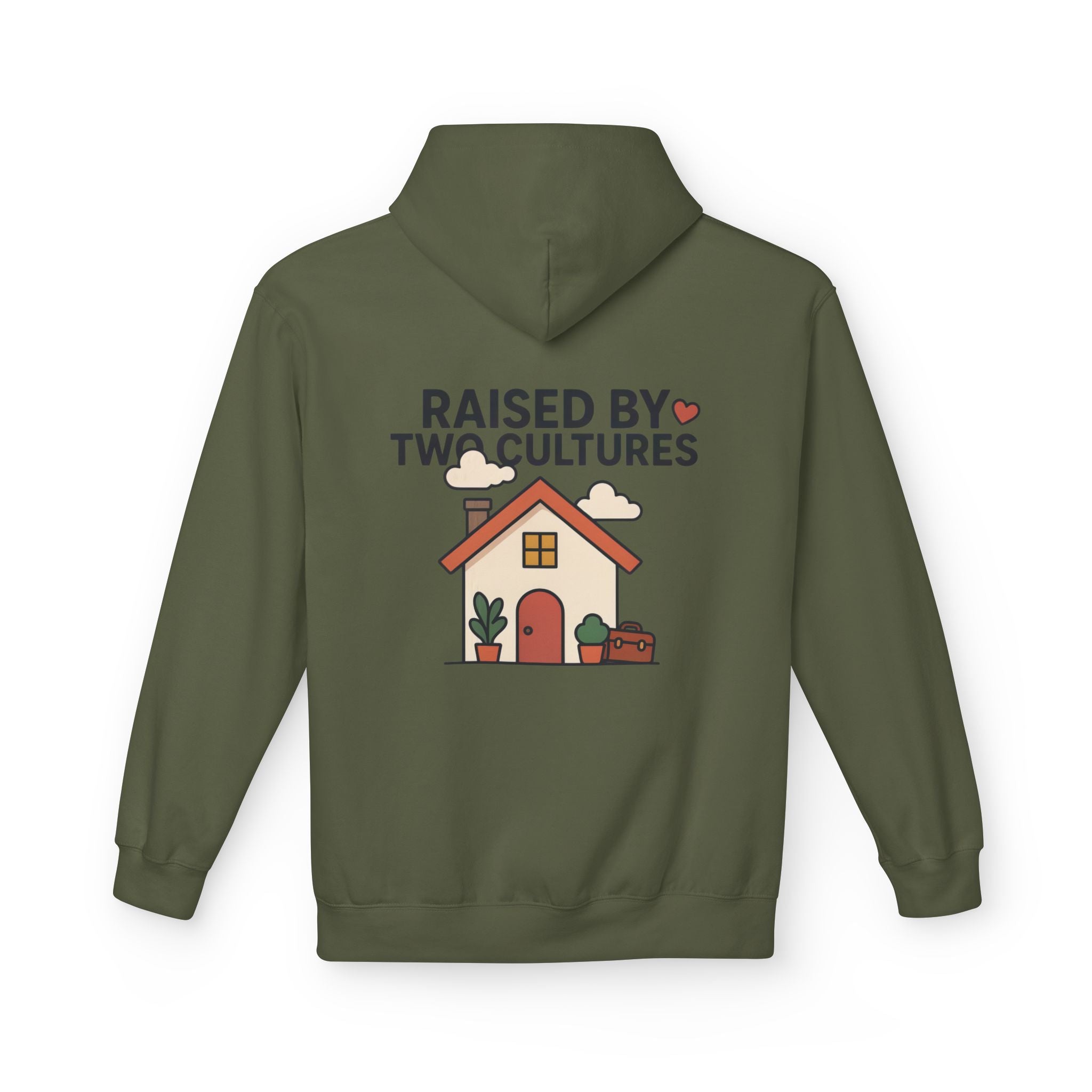 Raised by Two Cultures Hoodie — Multicultural Home Graphic Pullover