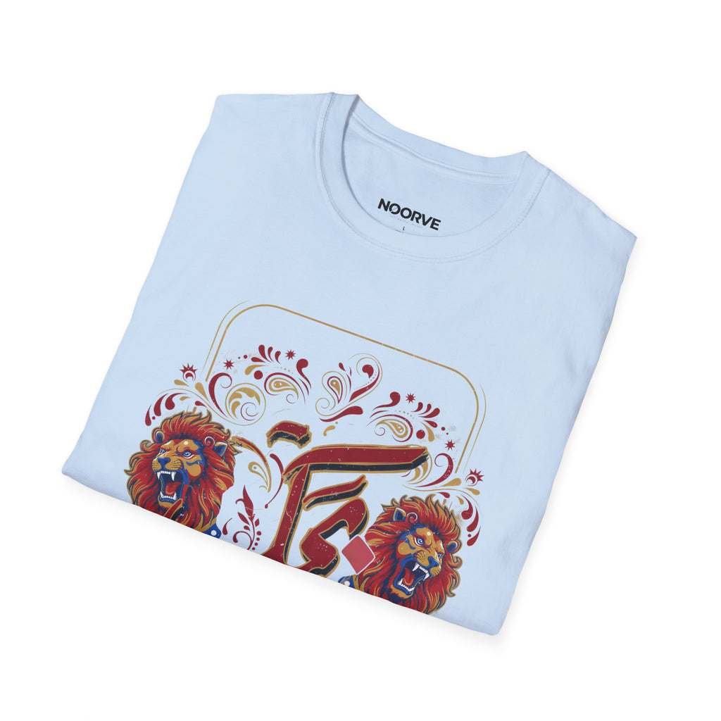 Arabic Calligraphy T-Shirt — 'Himmat' Lion Floral Graphic Tee