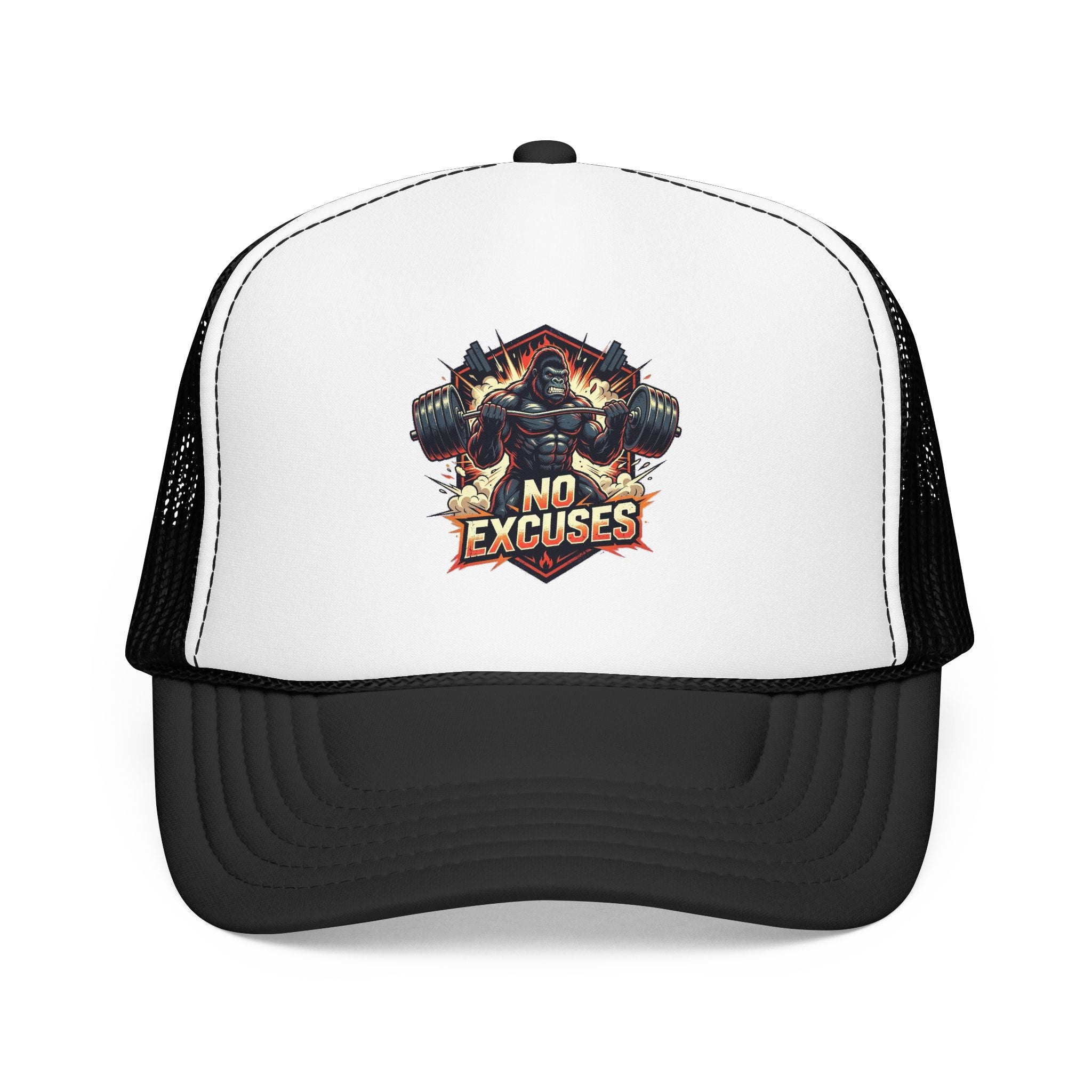 Trucker Hat — 'No Excuses' Gym Skull Design | Noorve | Hats