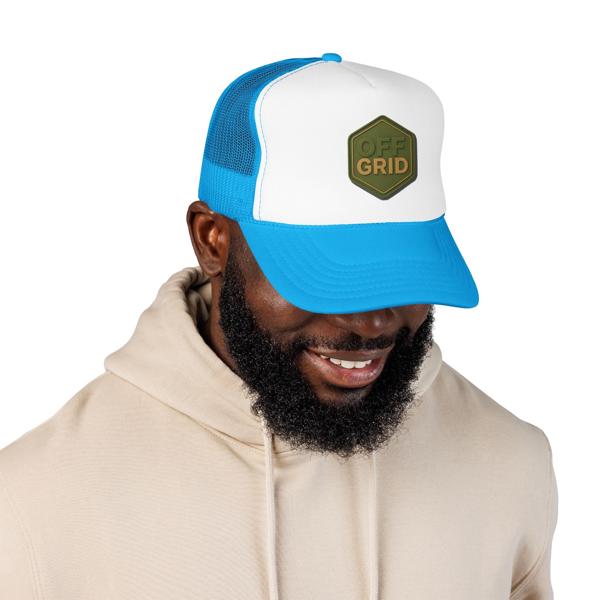 Off Grid Trucker Hat — Outdoor Adventure Foam Mesh Cap