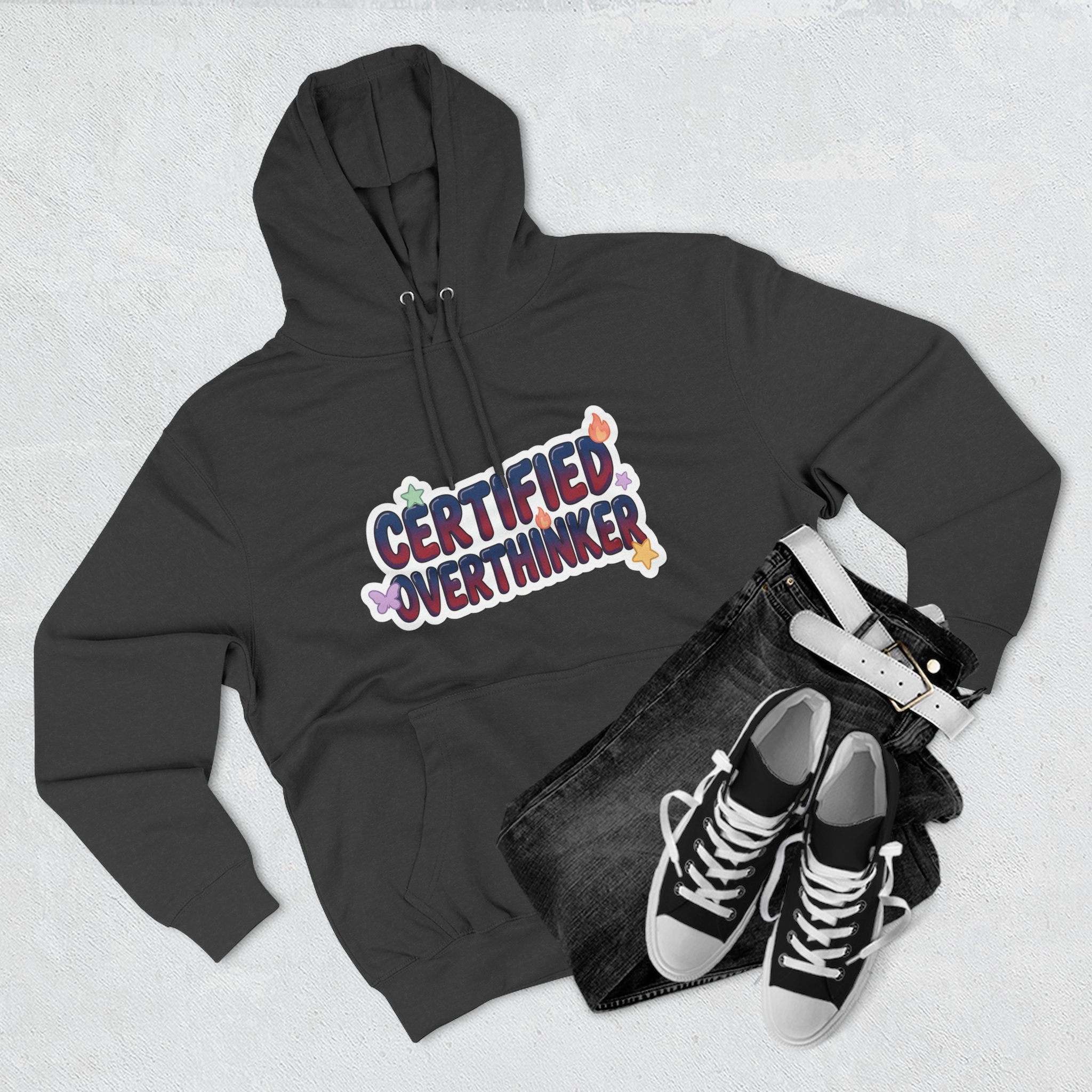 Hoodie — 'Certified Overthinker' & 'Anti Surfing Sun Club' Graphic Pullover