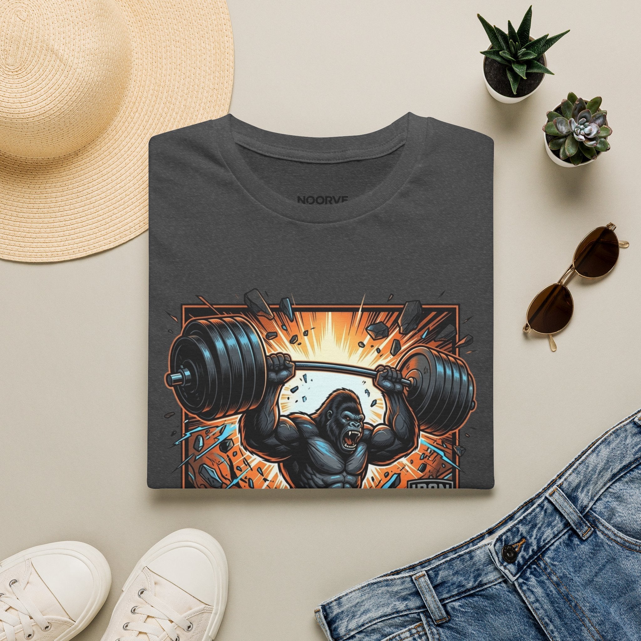 Motivational Weightlifting T-Shirt — 'No Excuses' Gorilla Gym Tee | Noorve | T-Shirt