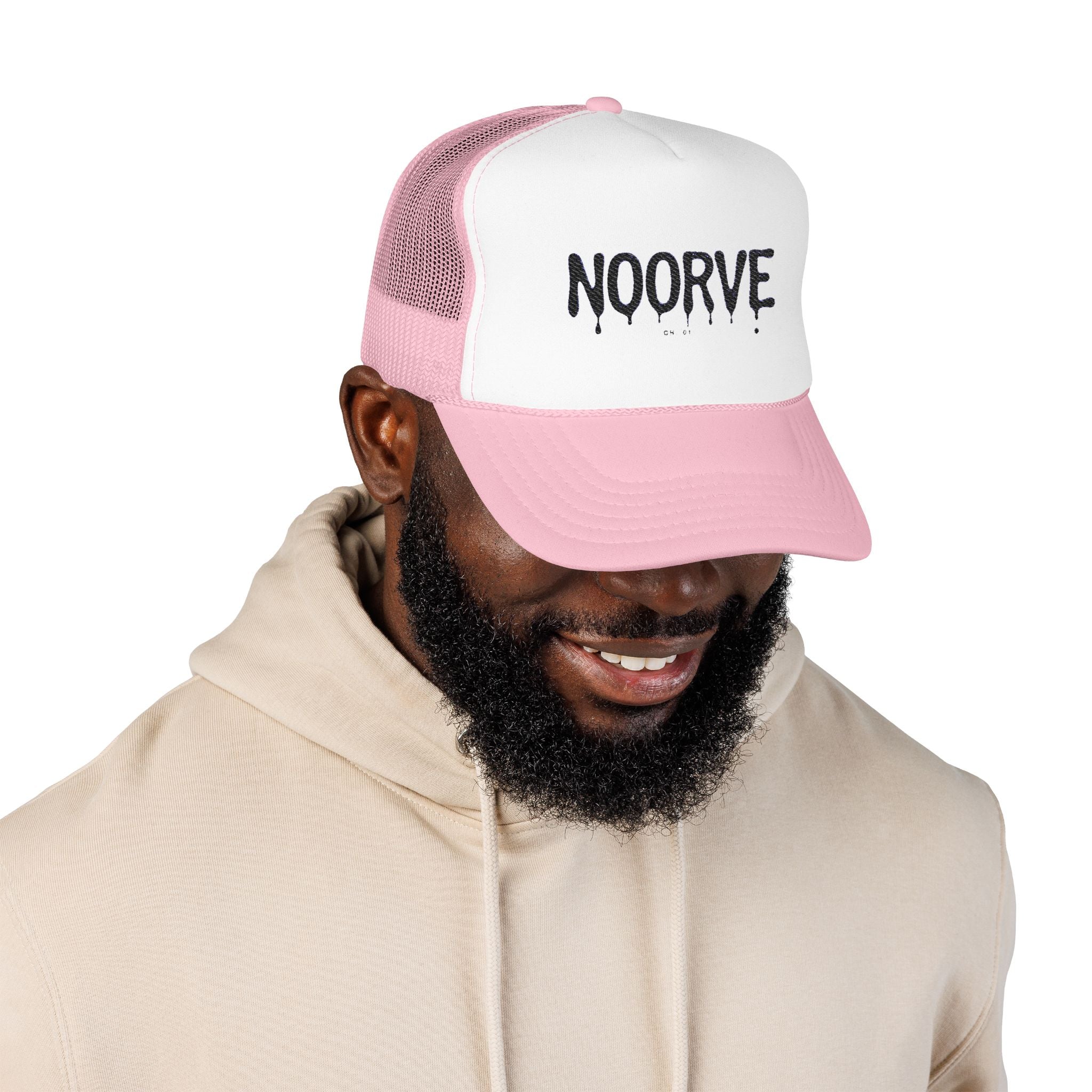 Drip Logo Trucker Hat — Noorvé Glimmer Foam Cap