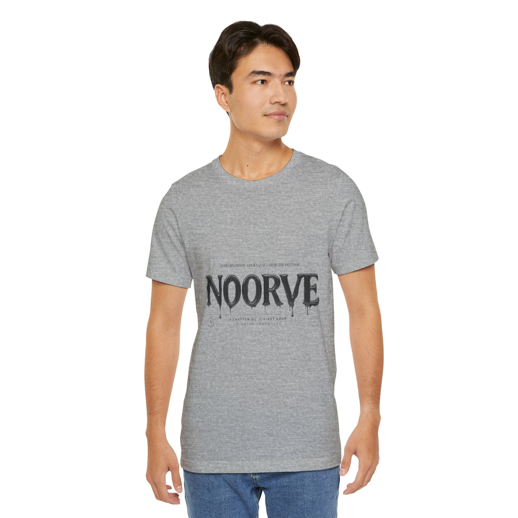 Noorve Drip Logo T-Shirt — Graphic White Tee with Gothic Dripping Text