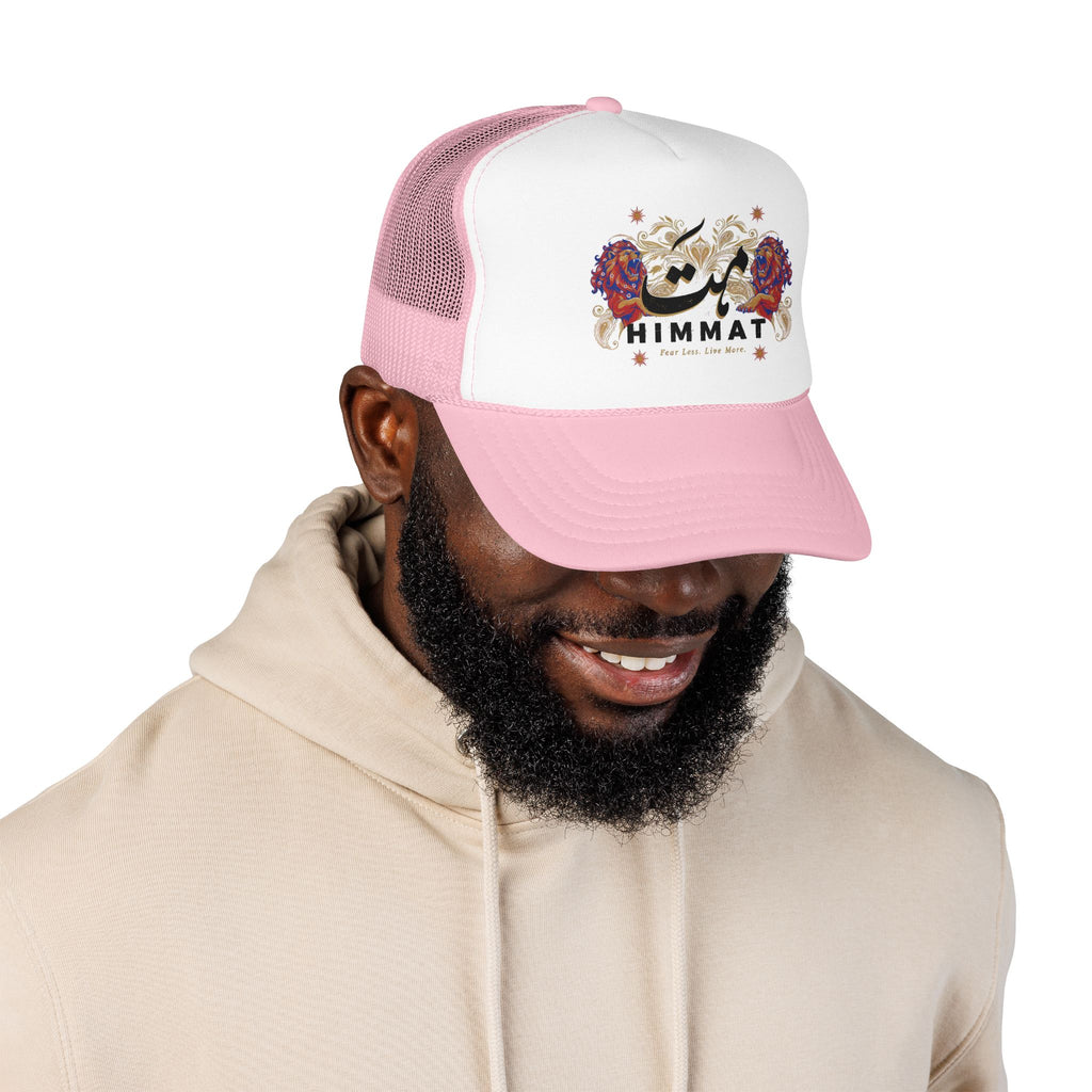 Trucker Hat — Vintage Floral Rose Skull Design (Live Loud, Live More)