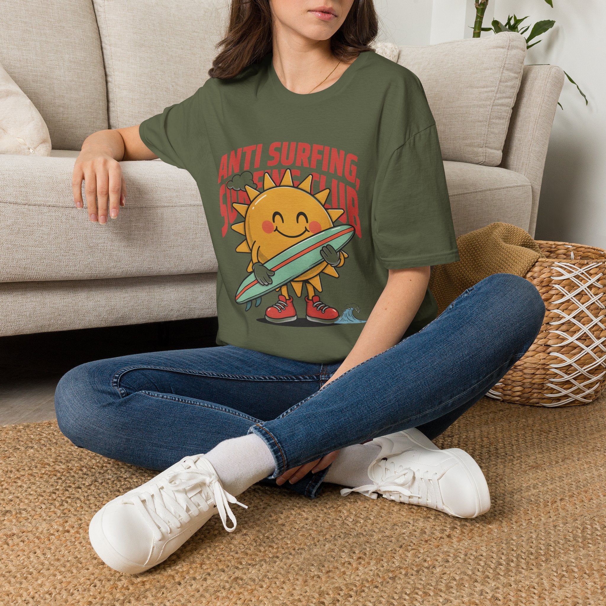 Anti Surfing Sun Club T-Shirt — Funny Retro Surfing Graphic Tee
