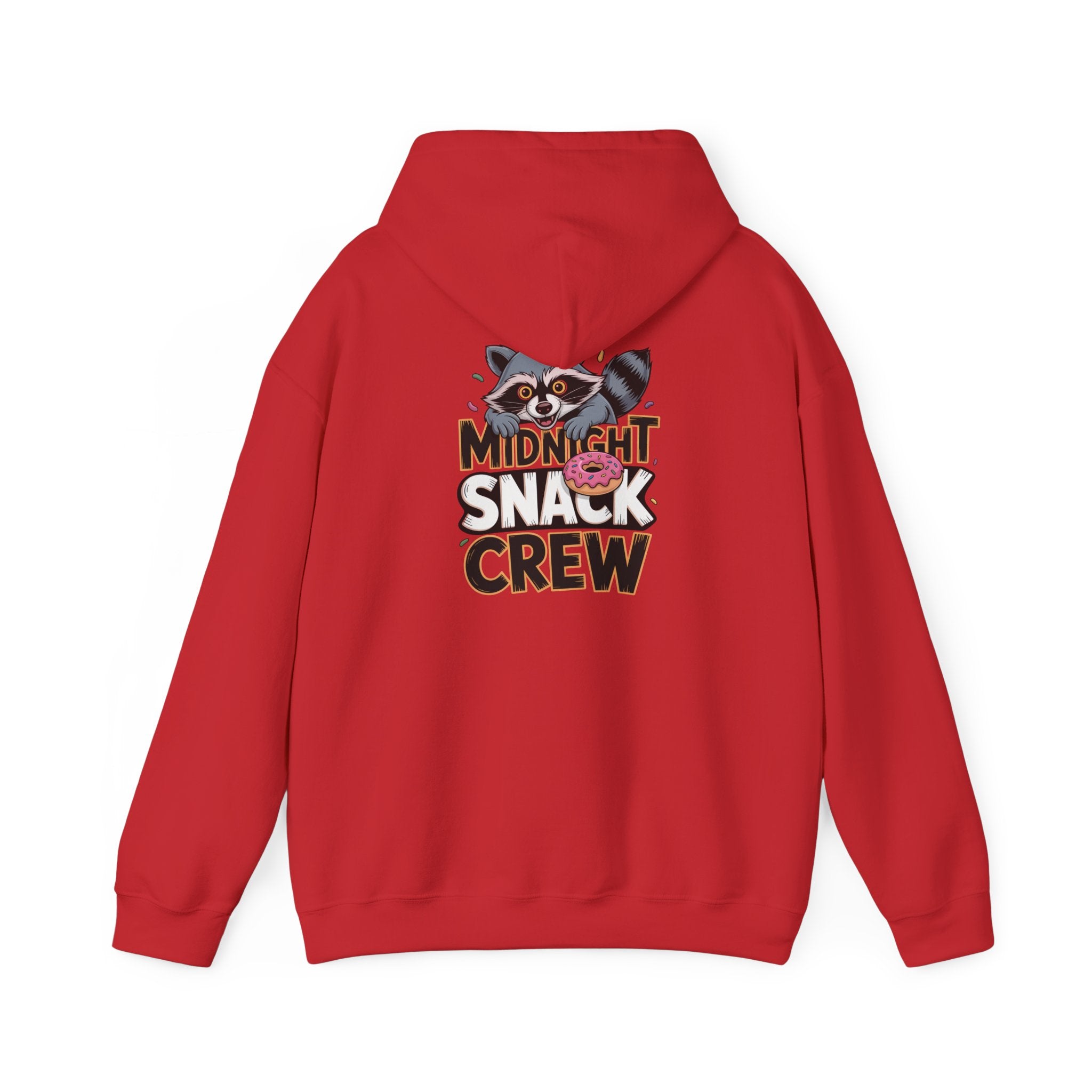 Midnight Snack Crew Hoodie — 'Wake the Sky' Raccoon Graphic Hooded Sweatshirt