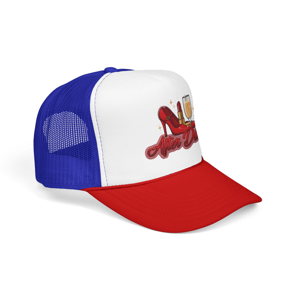 After Dark Trucker Hat — Red Heels & Champagne Foam Cap