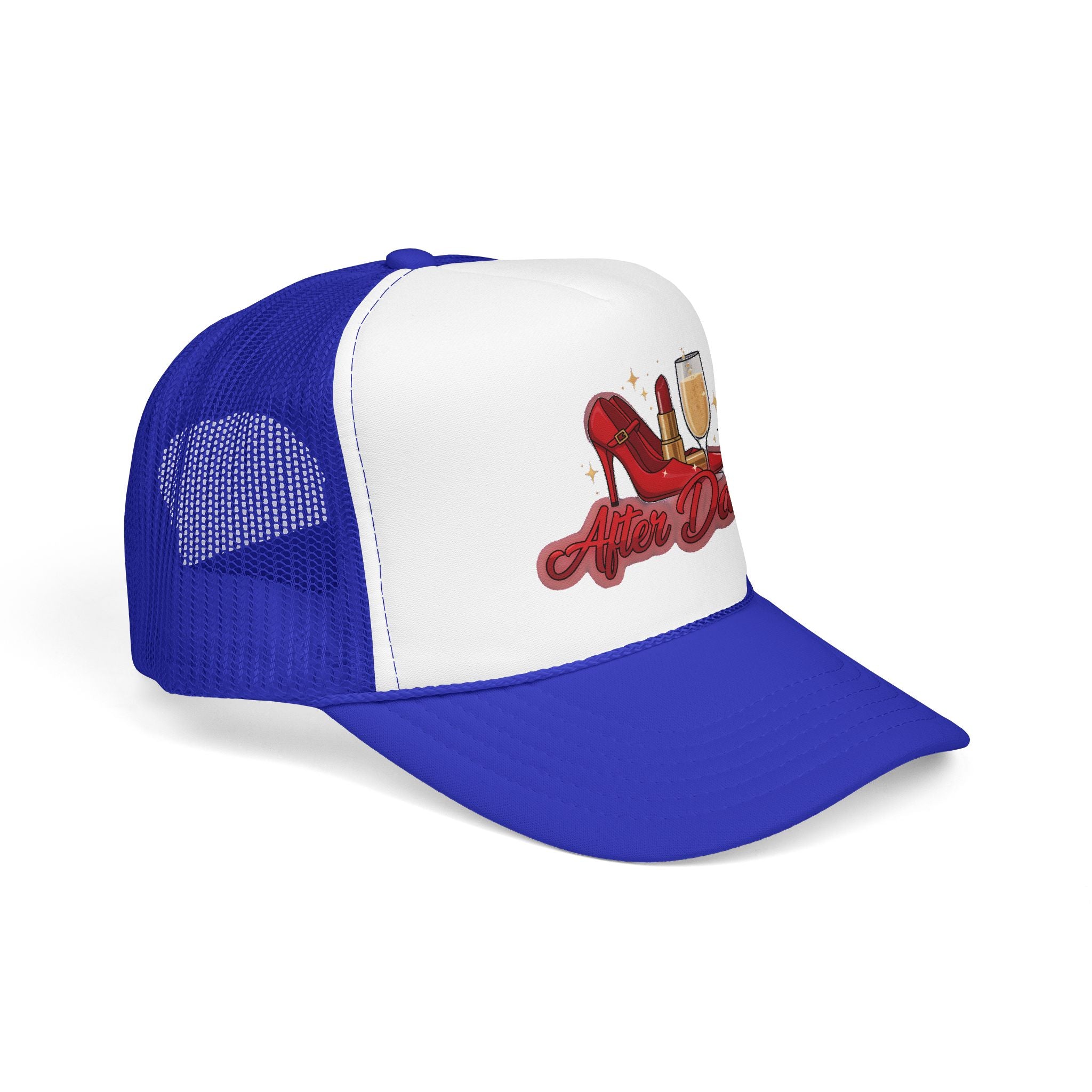 After Dark Trucker Hat — Red Heels & Champagne Foam Cap