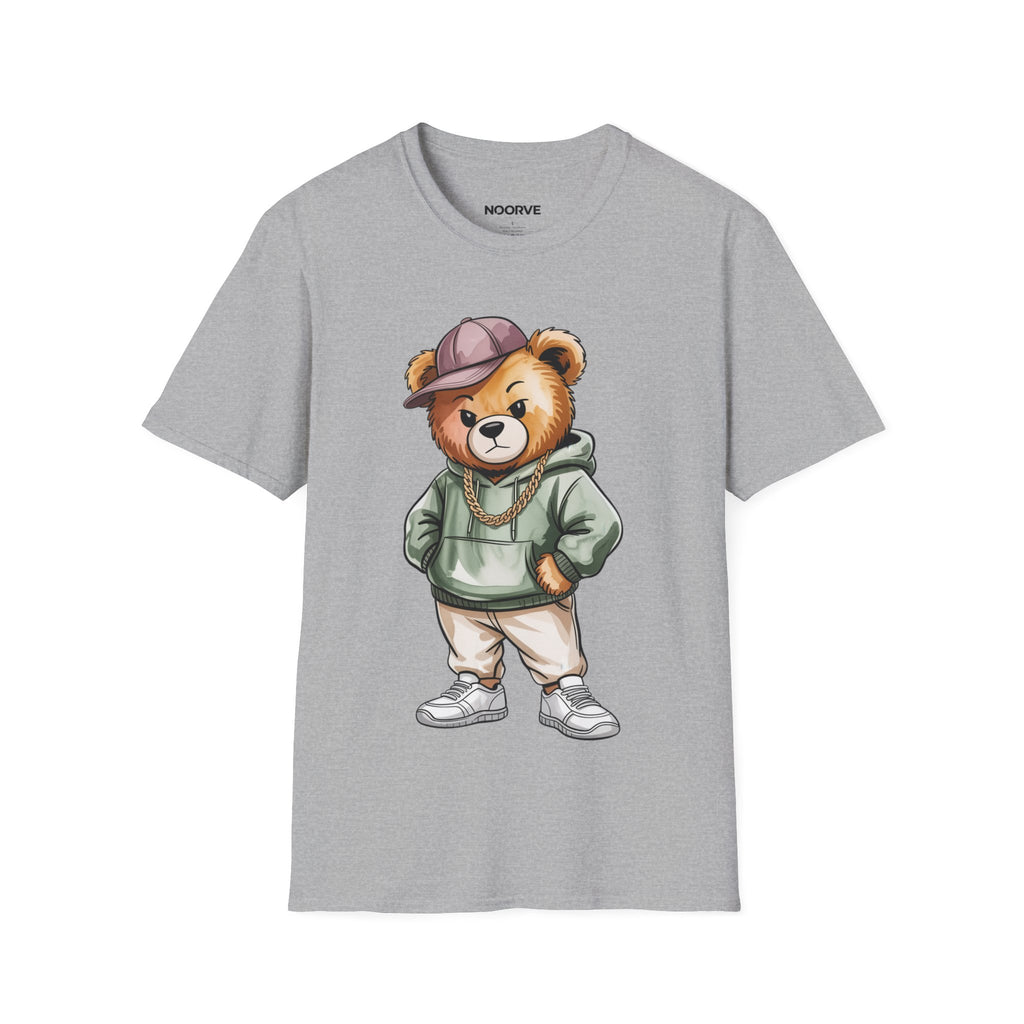 Casual Bear Graphic T-Shirt — Cool Teddy in Hoodie & Cap