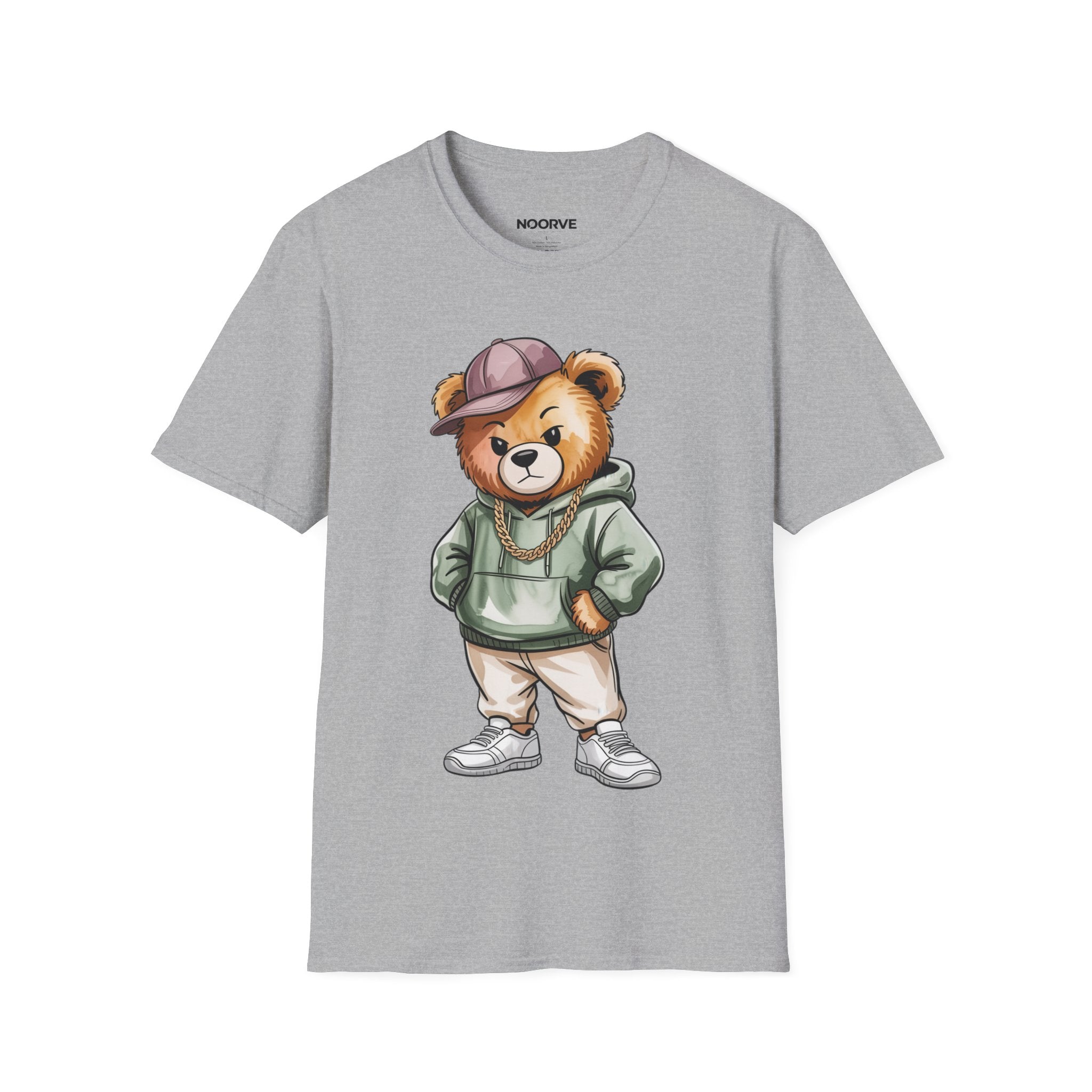 Casual Bear Graphic T-Shirt — Cool Teddy in Hoodie & Cap