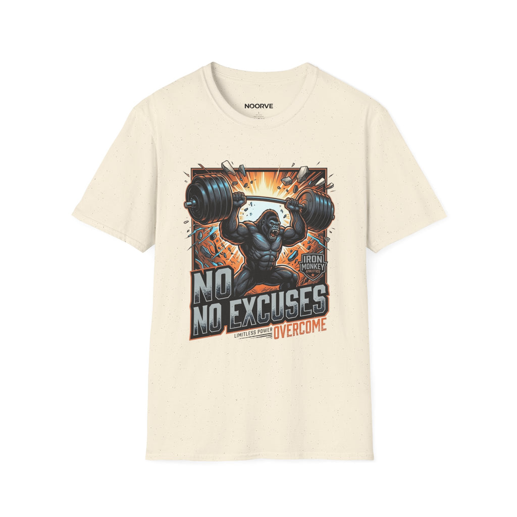 Motivational Weightlifting T-Shirt — 'No Excuses' Gorilla Gym Tee