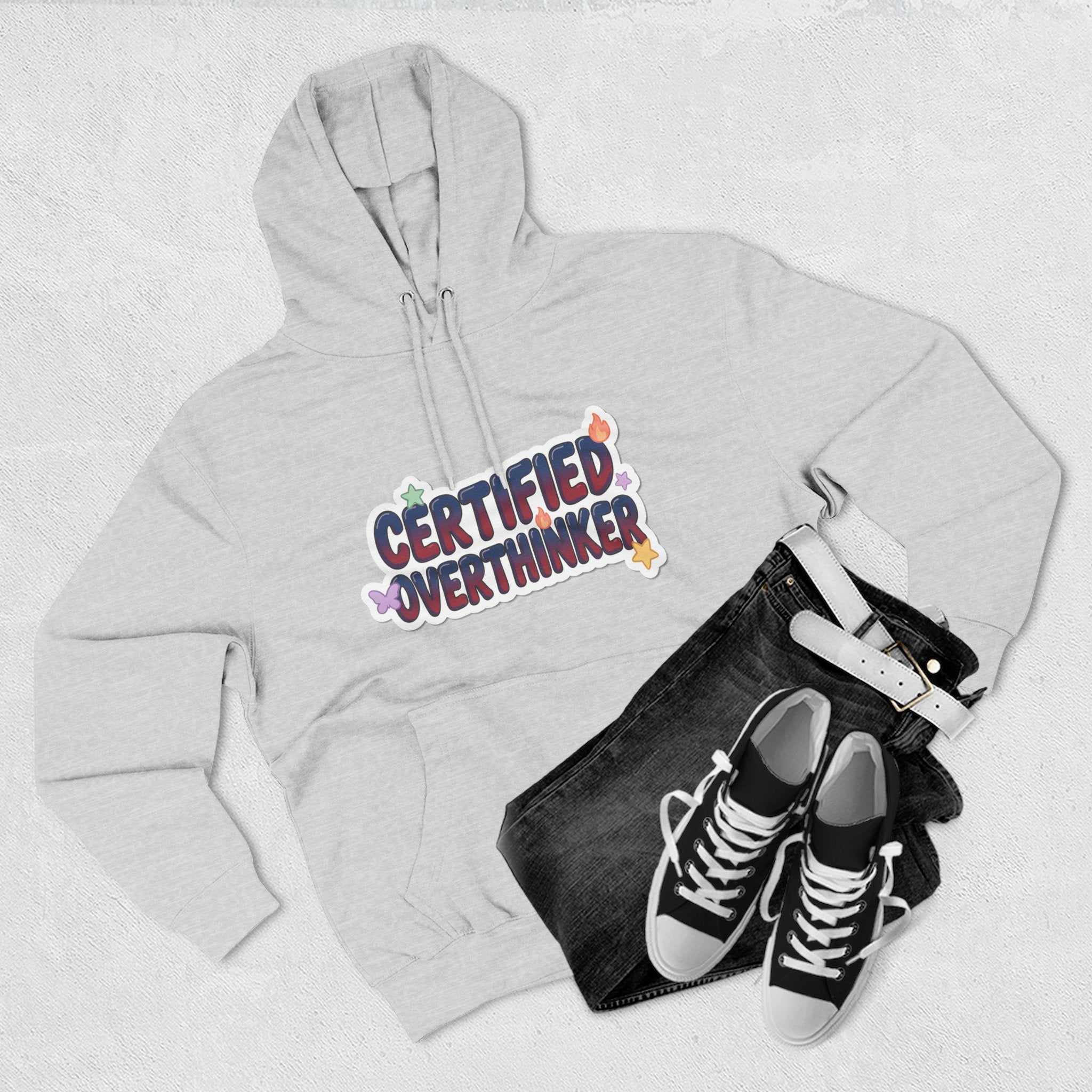 Hoodie — 'Certified Overthinker' & 'Anti Surfing Sun Club' Graphic Pullover