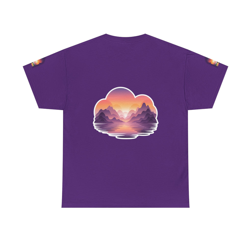 Sunset Mountain Landscape Tee - Retro Nature Graphic T-Shirt