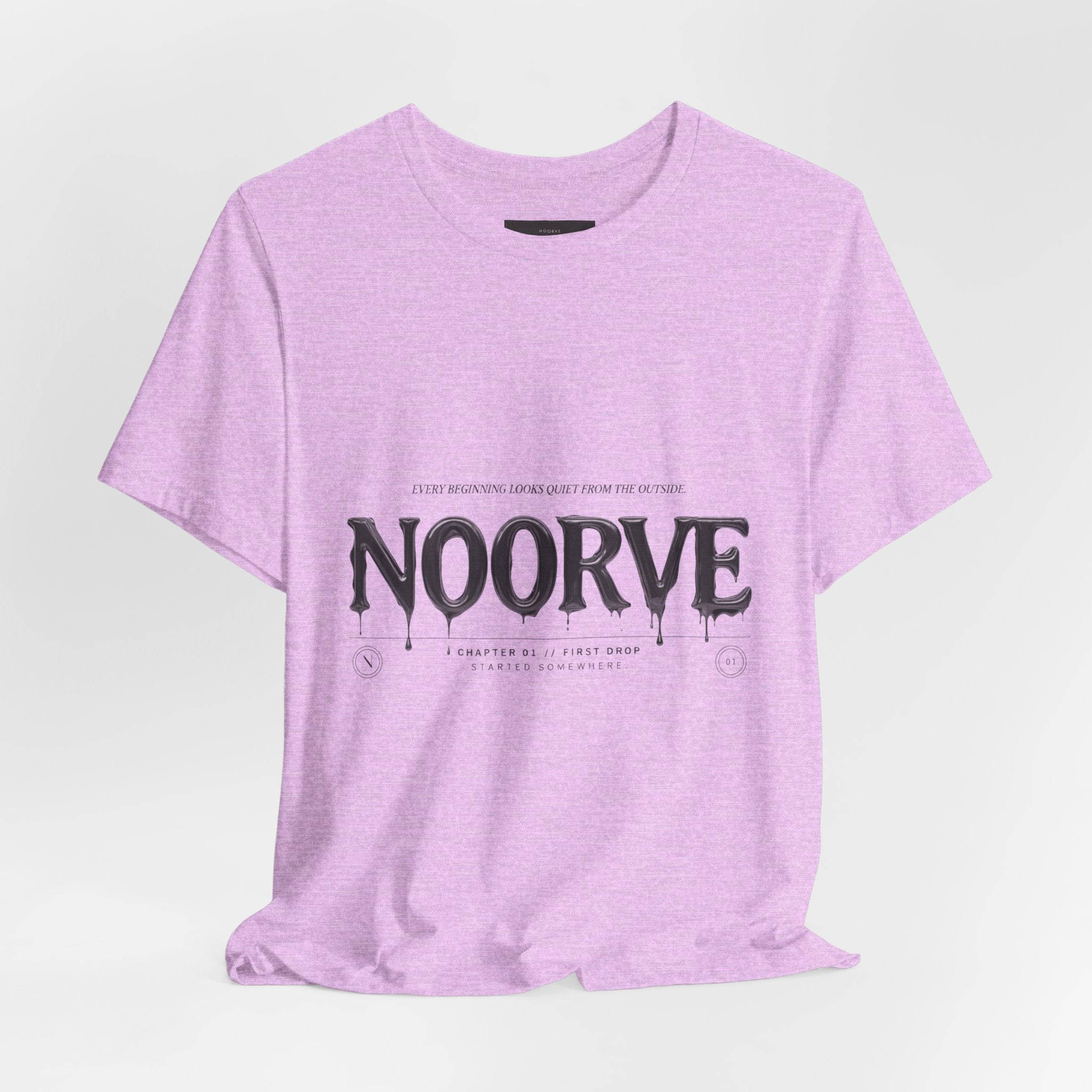 Noorve Drip Logo T-Shirt — Graphic White Tee with Gothic Dripping Text