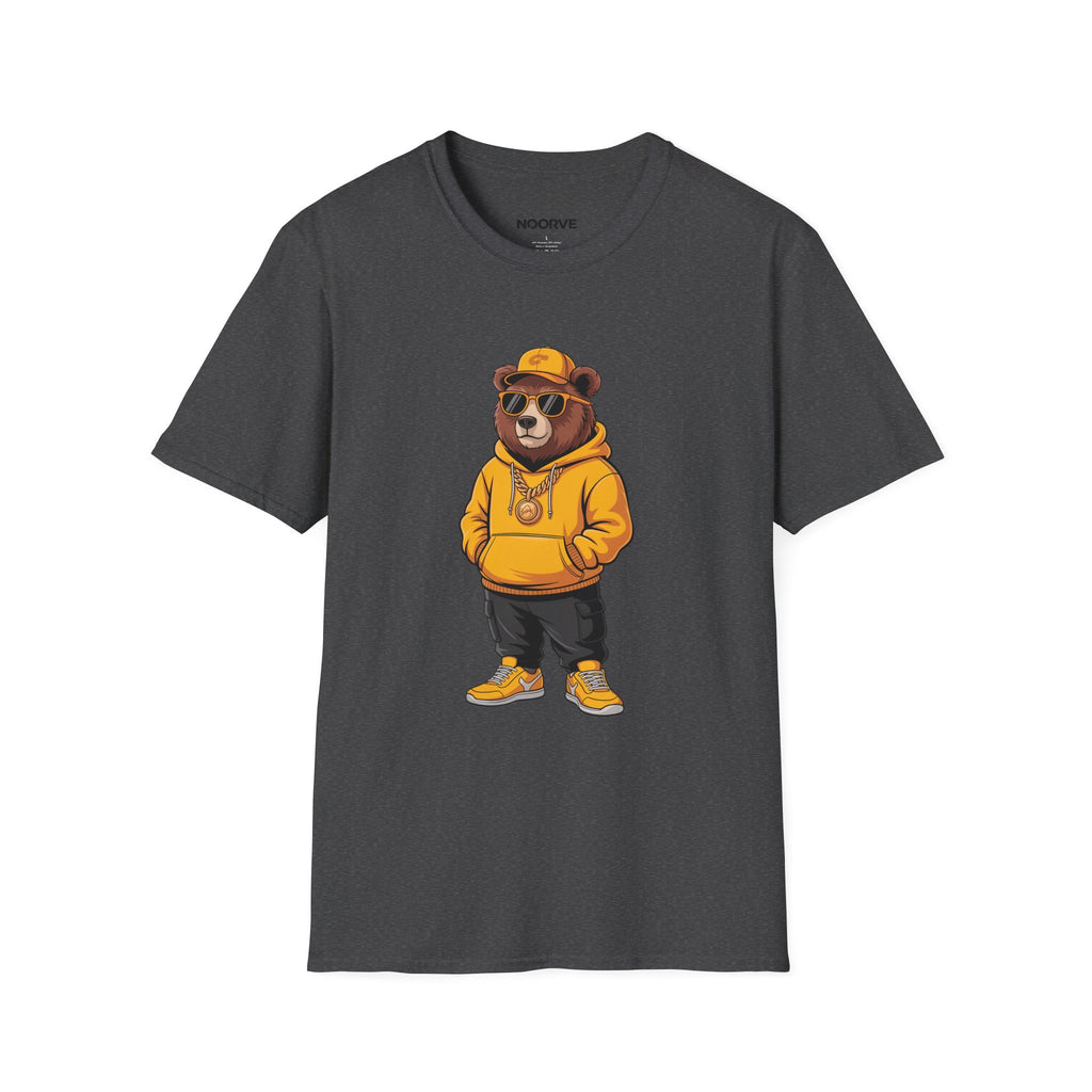 Bear Graphic T-Shirt — Cool Hip-Hop Bear in Yellow Hoodie | Noorve | T-Shirt