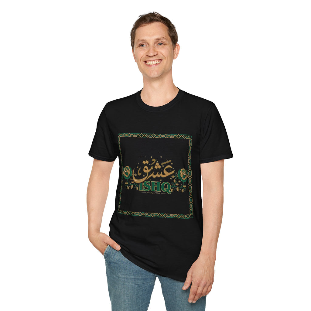 Arabic 'Ishq' Graphic T-Shirt — Romantic Calligraphy Floral Tee