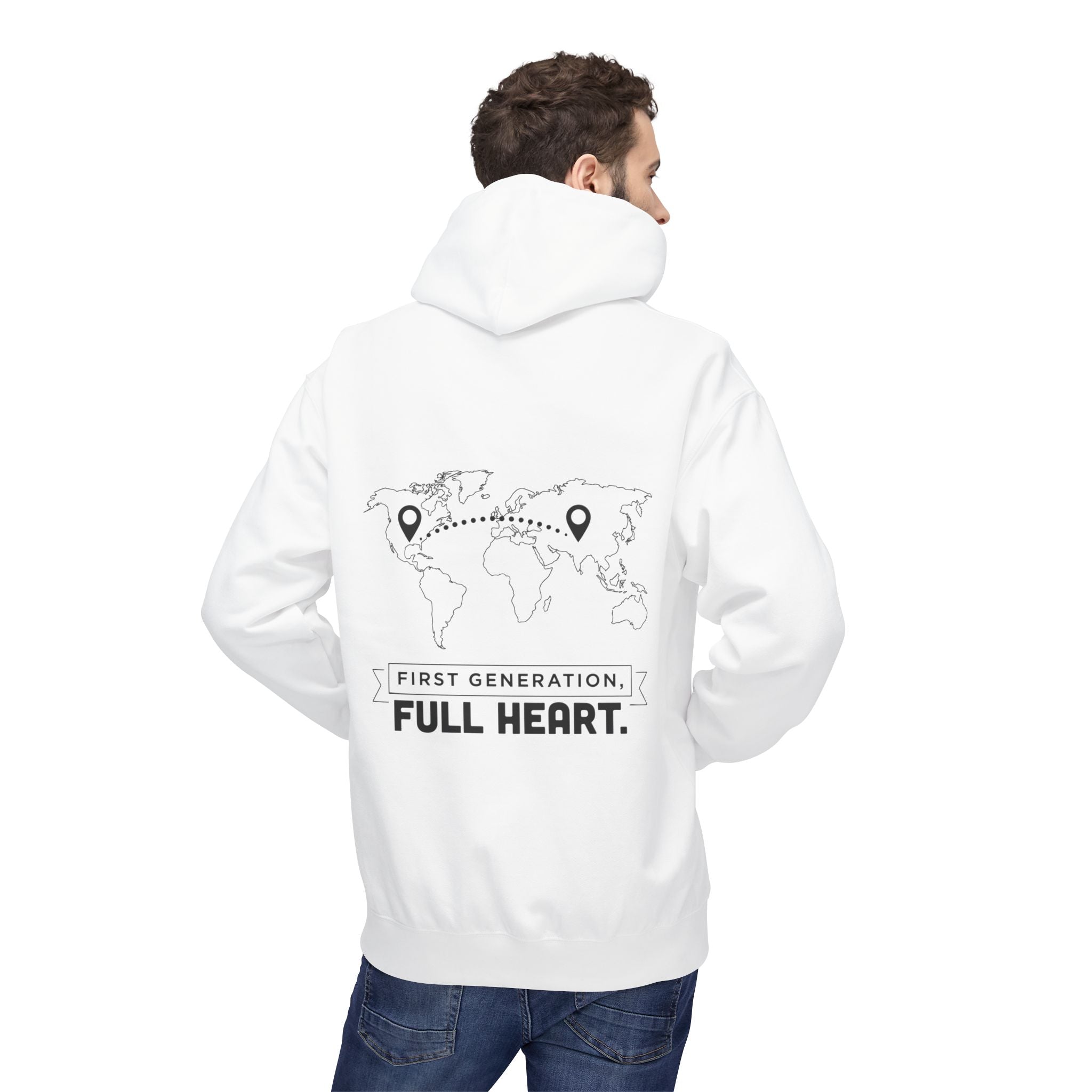 NoCrve 'First Generation, Full Heart' Hoodie — Inspirational Travel Map Pullover
