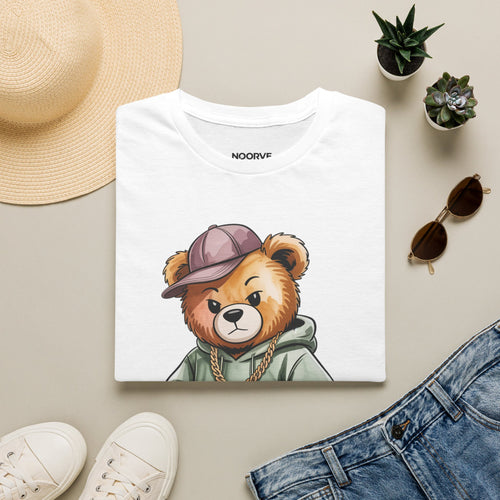 Casual Bear Graphic T-Shirt — Cool Teddy in Hoodie & Cap | Noorve | T-Shirt