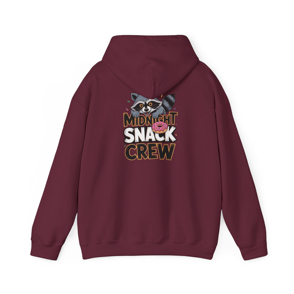 Midnight Snack Crew Hoodie — 'Wake the Sky' Raccoon Graphic Hooded Sweatshirt