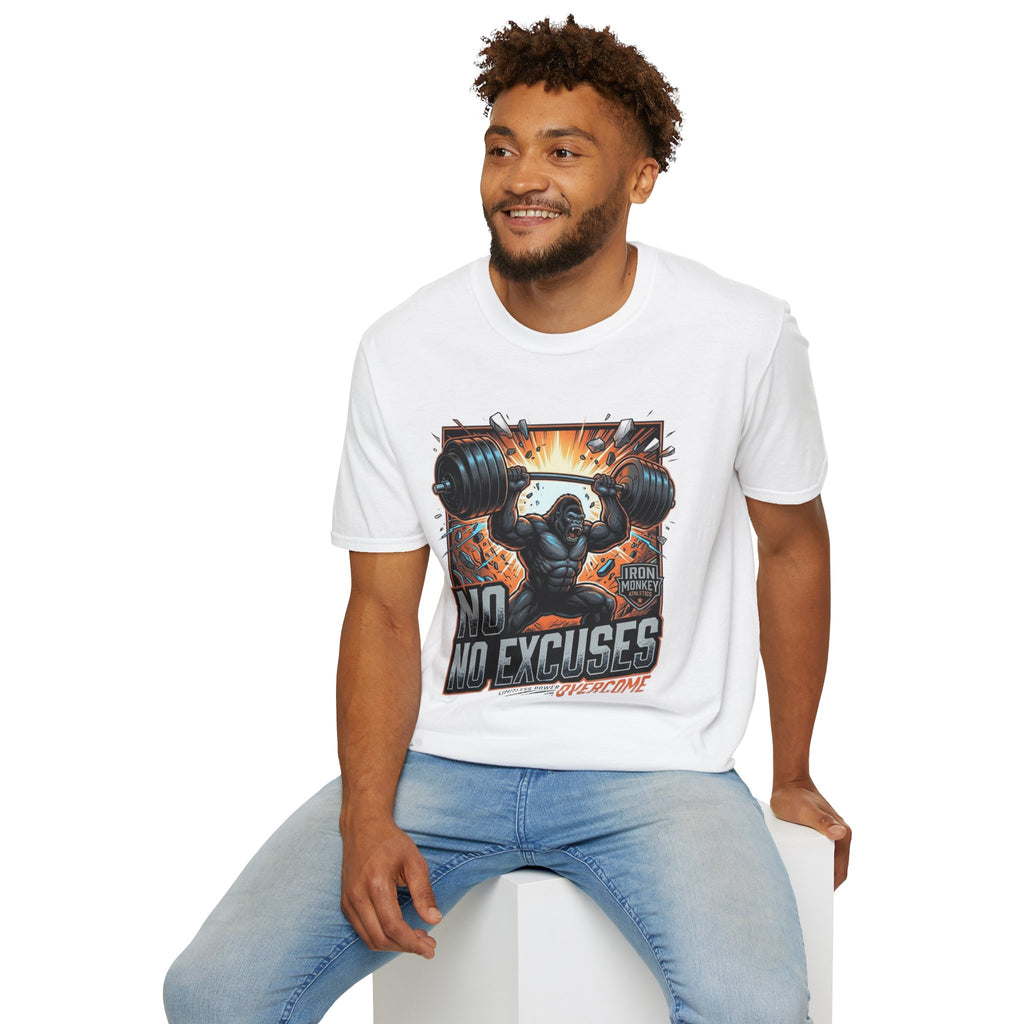 Motivational Weightlifting T-Shirt — 'No Excuses' Gorilla Gym Tee