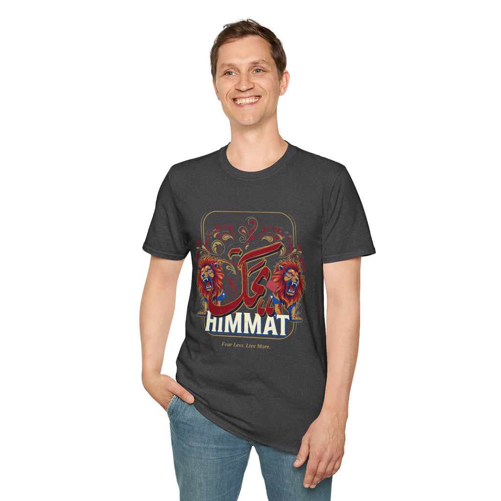 Arabic Calligraphy T-Shirt — 'Himmat' Lion Floral Graphic Tee