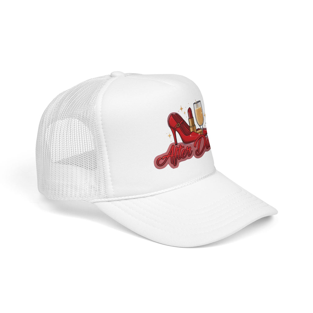 After Dark Trucker Hat — Red Heels & Champagne Foam Cap