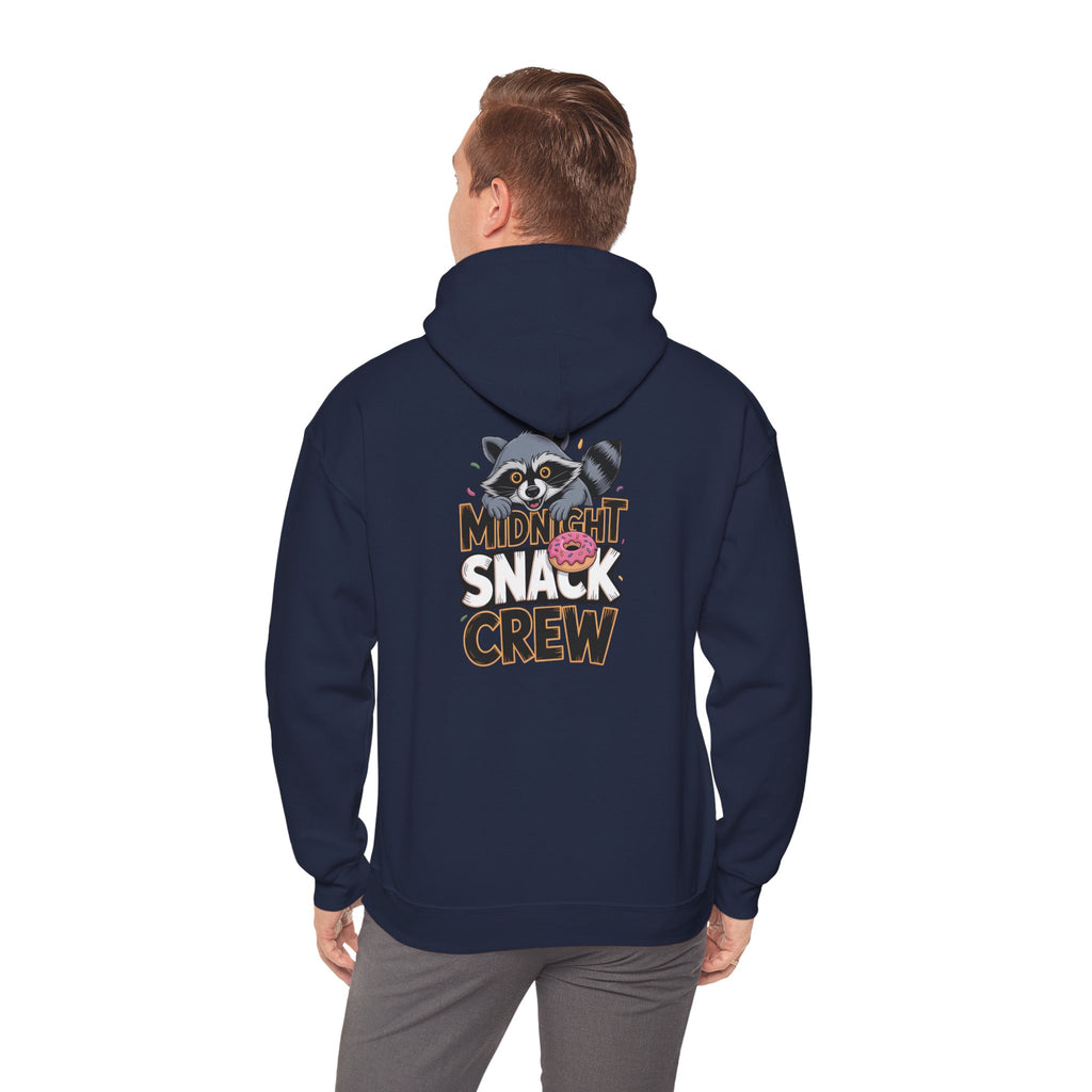 Midnight Snack Crew Hoodie — 'Wake the Sky' Raccoon Graphic Hooded Sweatshirt