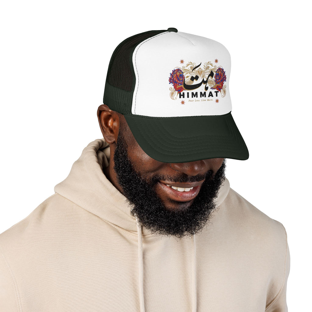 Trucker Hat — Vintage Floral Rose Skull Design (Live Loud, Live More)