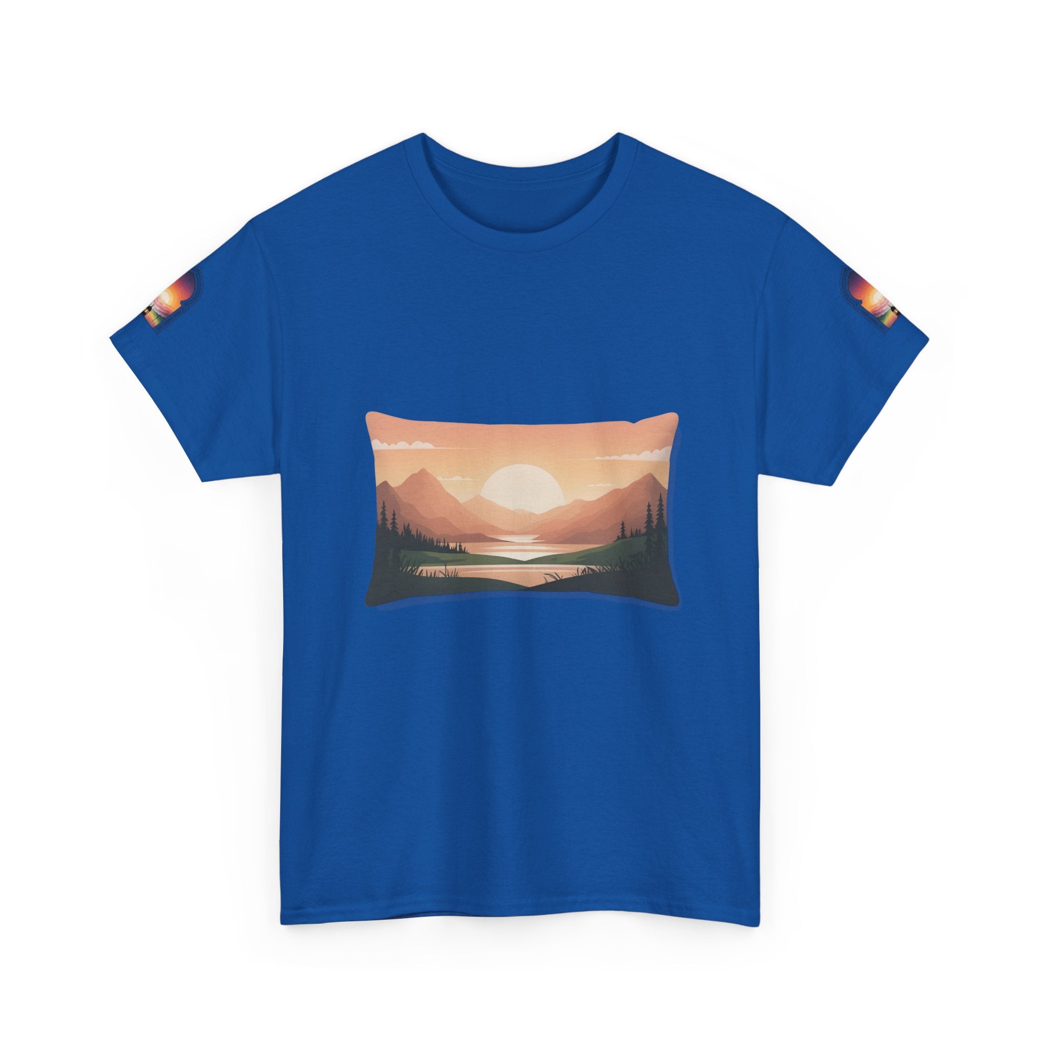 Sunset Mountain Landscape Tee - Retro Nature Graphic T-Shirt