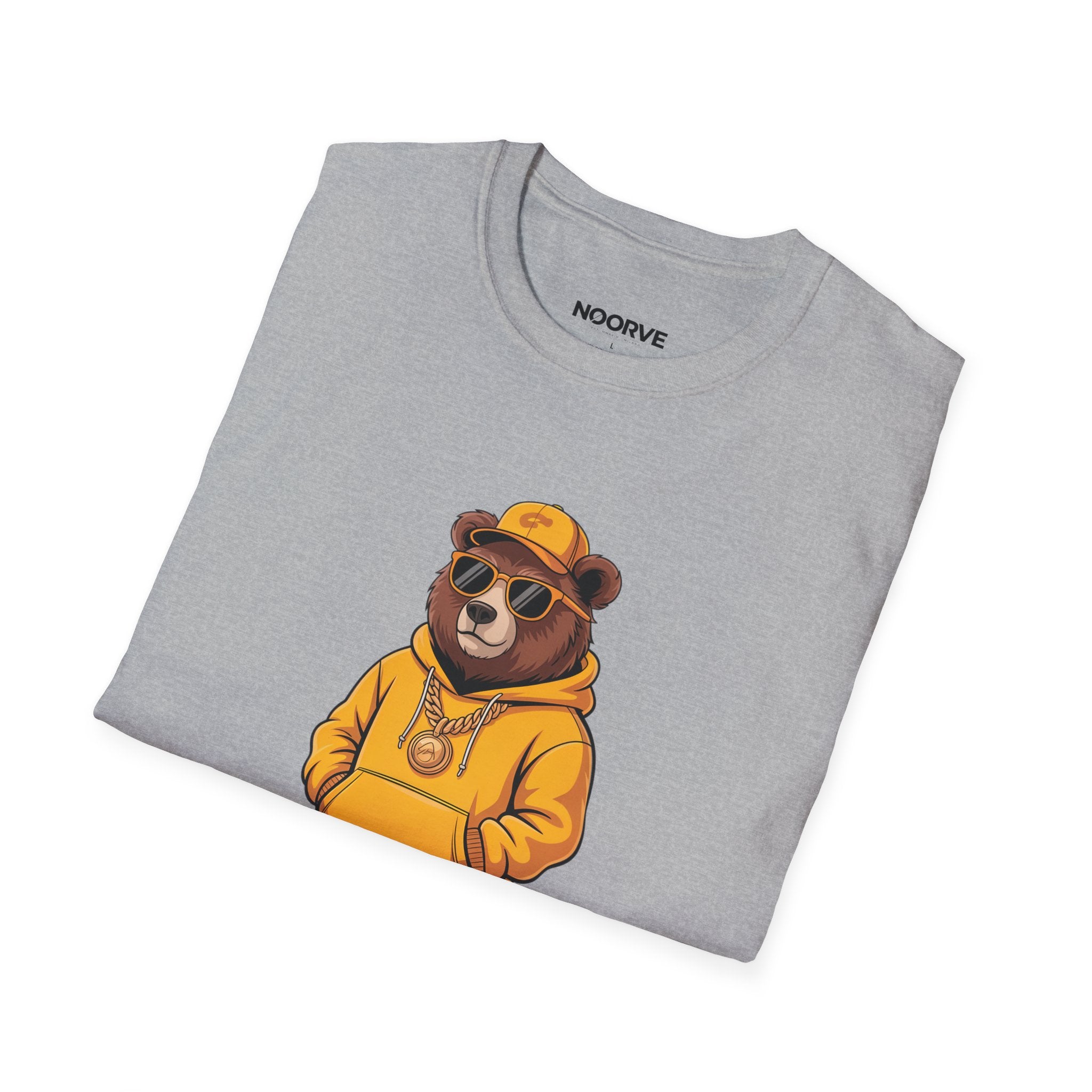 Bear Graphic T-Shirt — Cool Hip-Hop Bear in Yellow Hoodie
