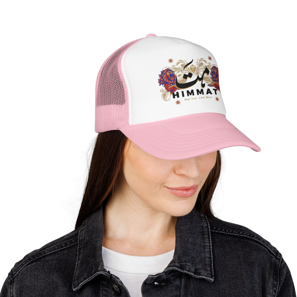 Trucker Hat — Vintage Floral Rose Skull Design (Live Loud, Live More)